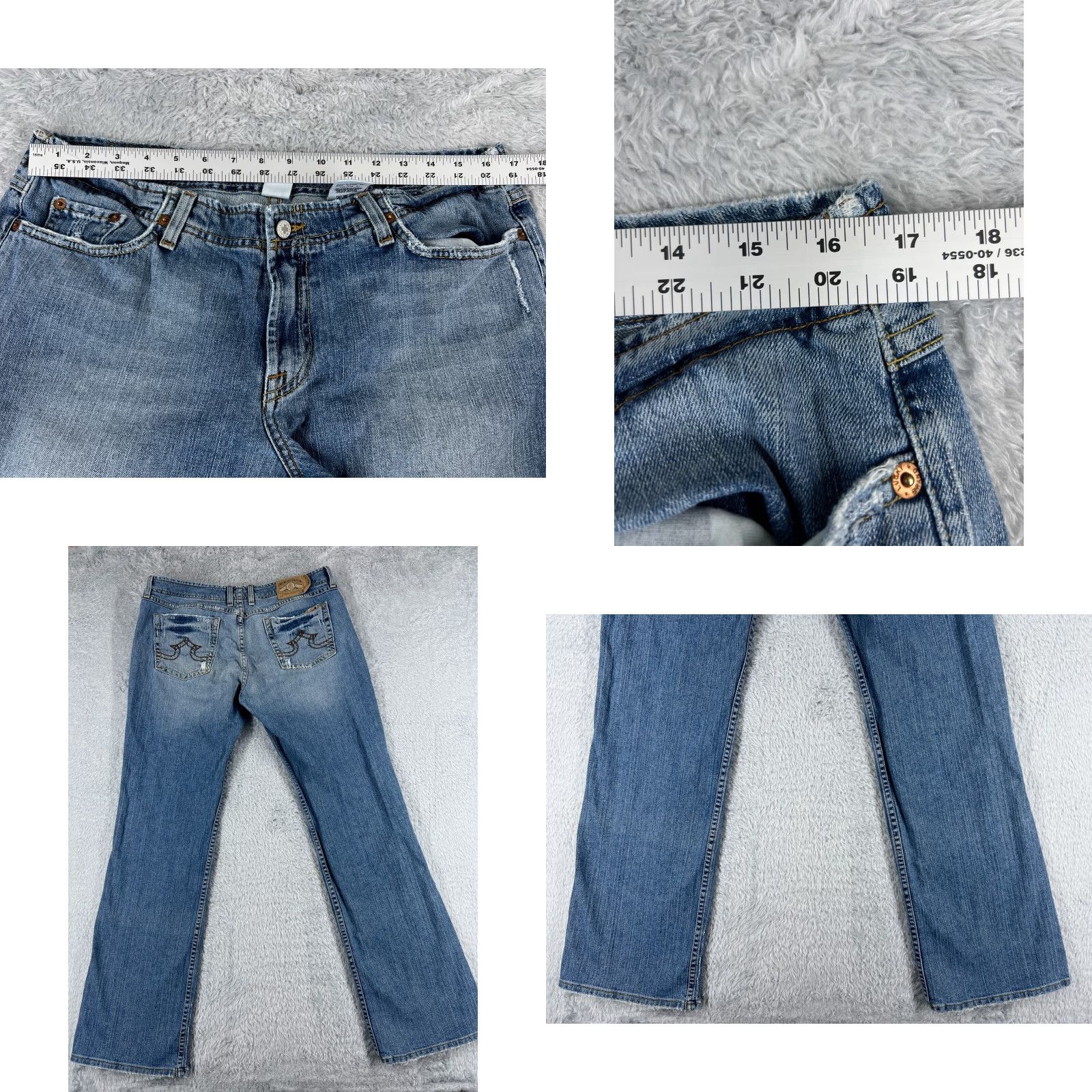 Lucky Brand VINTAGE Lucky Brand Jeans Women 14 Blue Denim Bootcut 32x32 Modern Distressed 5-Pocket Mens Girls Size 36" / US 14 / IT 50 - 9 Thumbnail