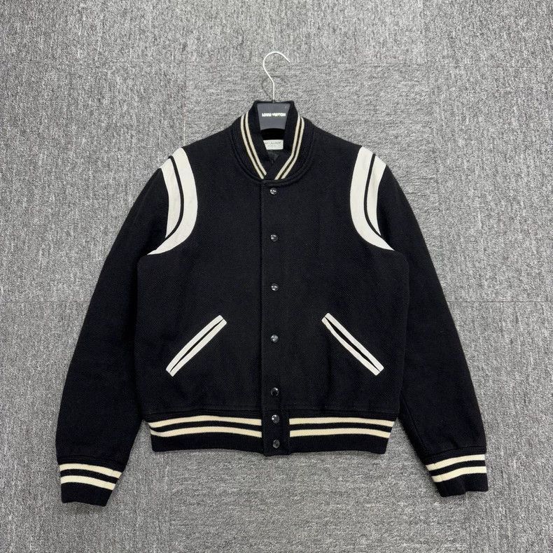 Saint Laurent Paris Black and White Baseball Jacket-2506