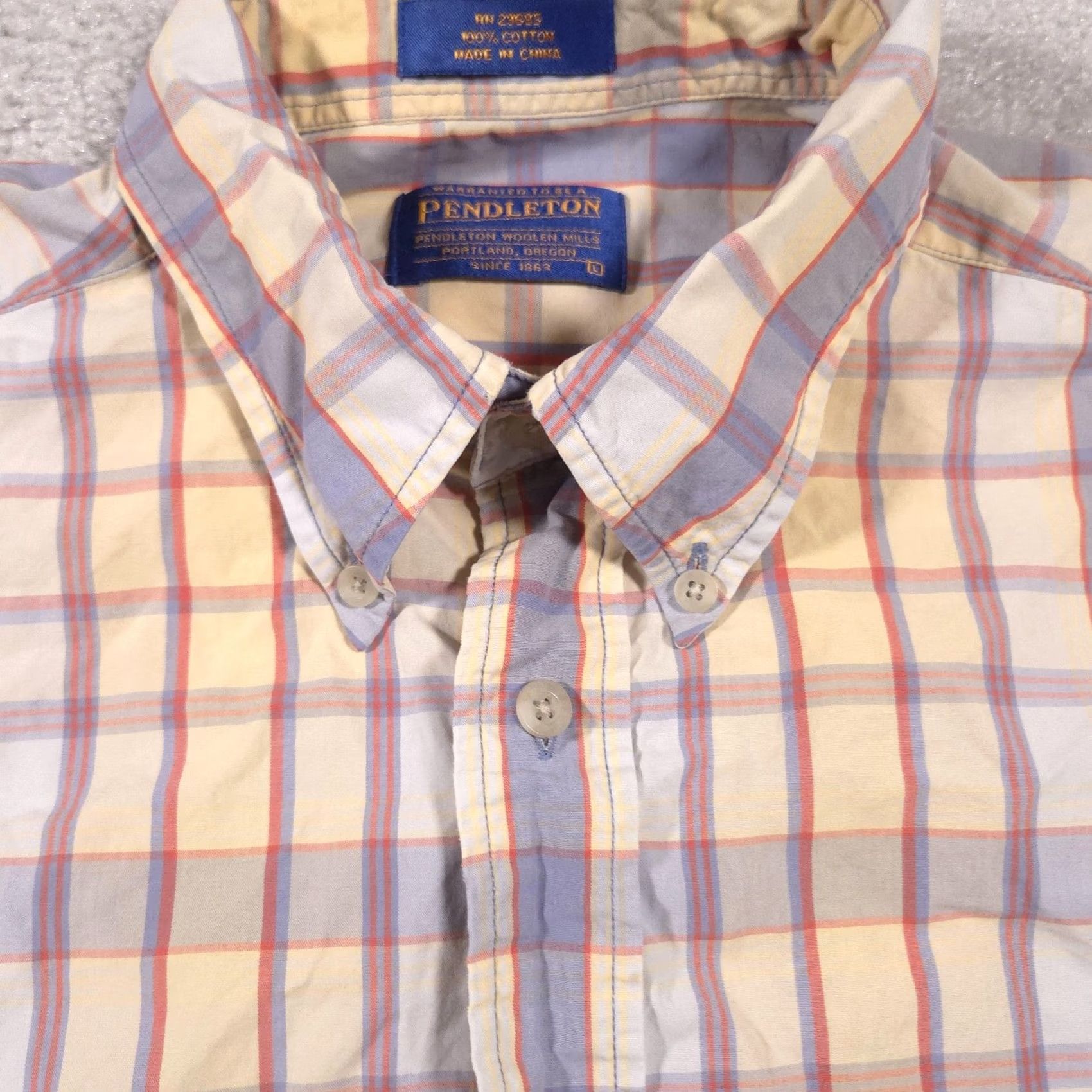 Pendleton Pendleton Shirt Mens Large Plaid Short Sleeve Button-Down Pocket Multicolor Pastel Check Subtle Wrinkles Size US L / EU 52-54 / 3 - 5 Thumbnail