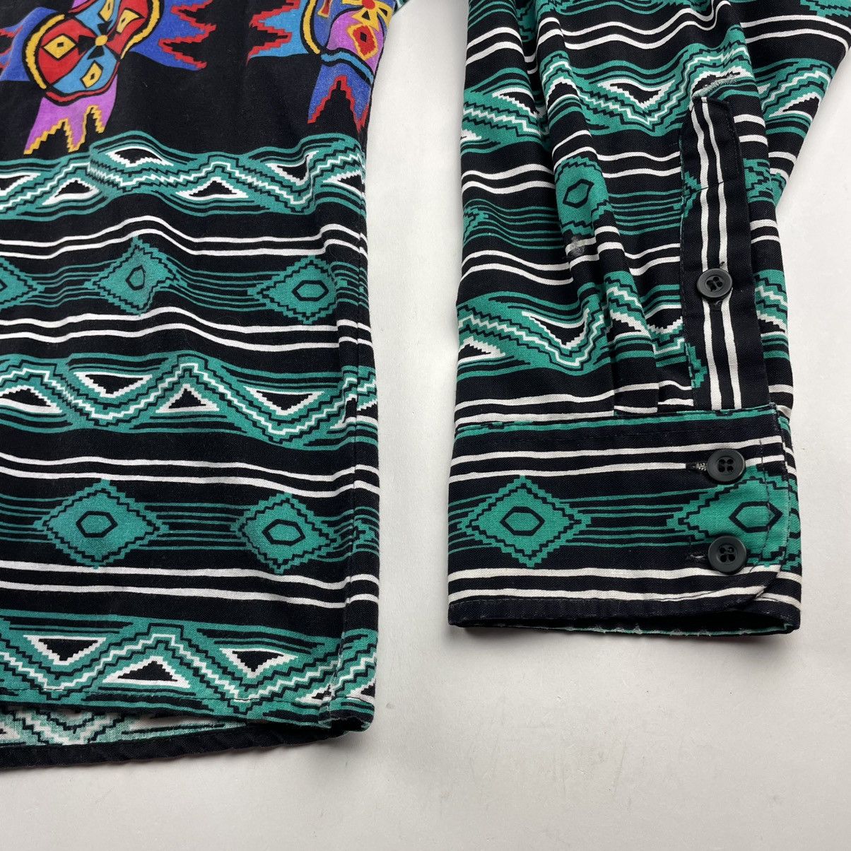 Vintage Wrangler Brushpopper Shirt XL Teal Cowboy Western Aztec 90s Size US XL / EU 56 / 4 - 2 Thumbnail