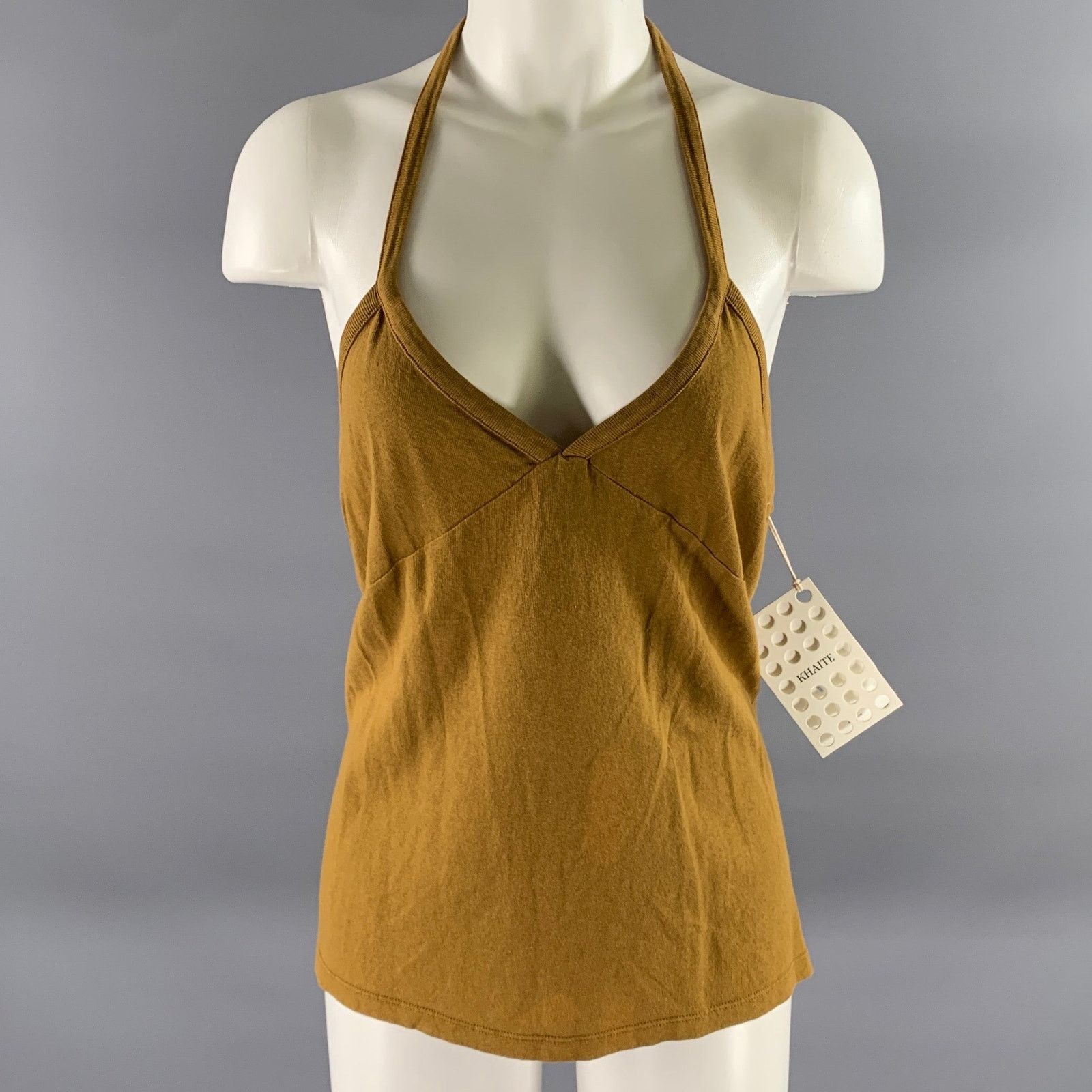 KHAITE KHAITE Size L Brown Cotton Halter Top Size L / US 10 / IT 46 - 1 Thumbnail