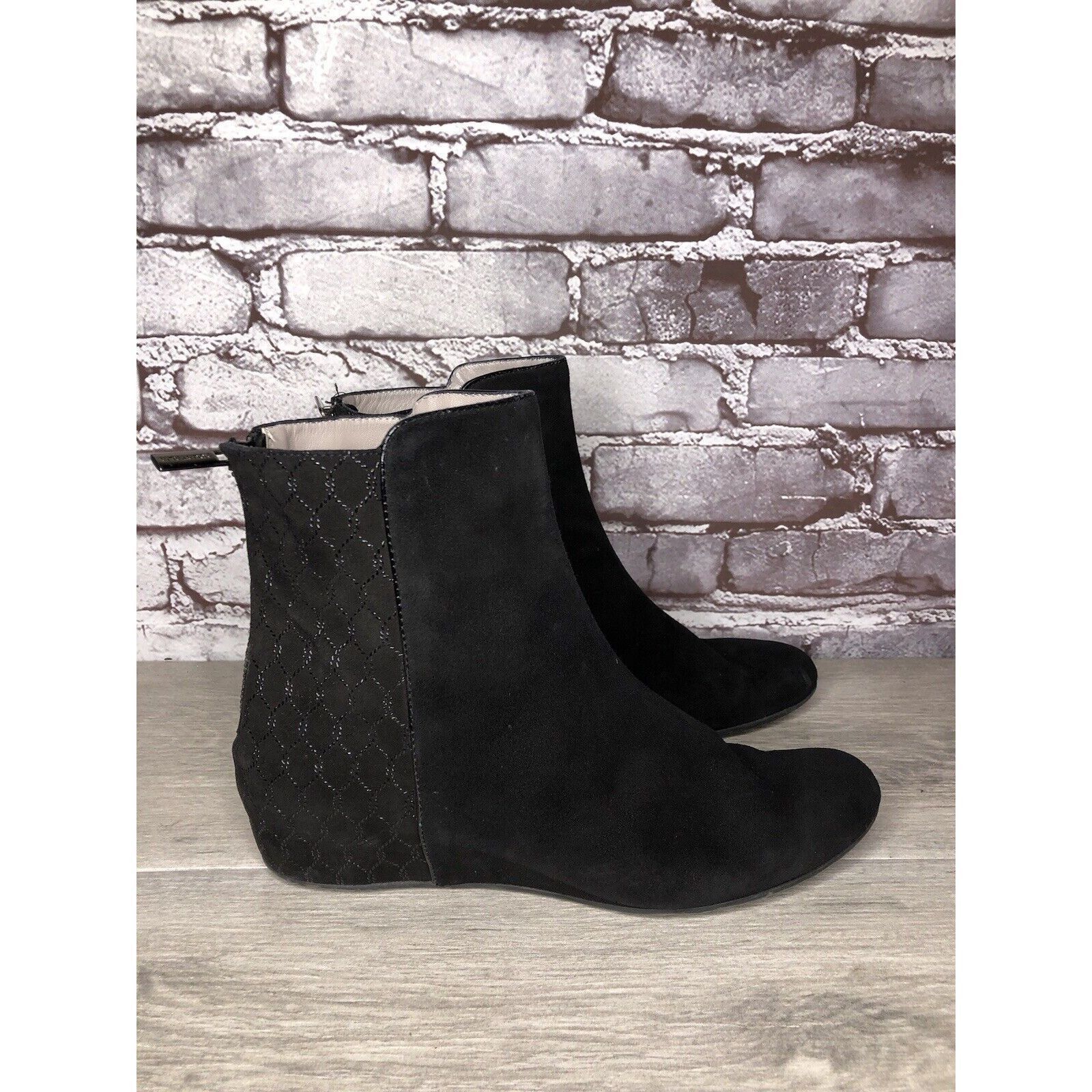 Aquatalia Aquatalia Black Suede Leather Wedge Back Zipper Booties Wome Size US 8 / IT 38 - 3 Thumbnail