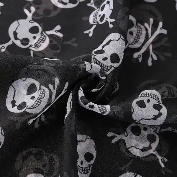Japanese Brand Chiffon Skull Scarf 160*50CM Geometric Size ONE SIZE - 3 Thumbnail