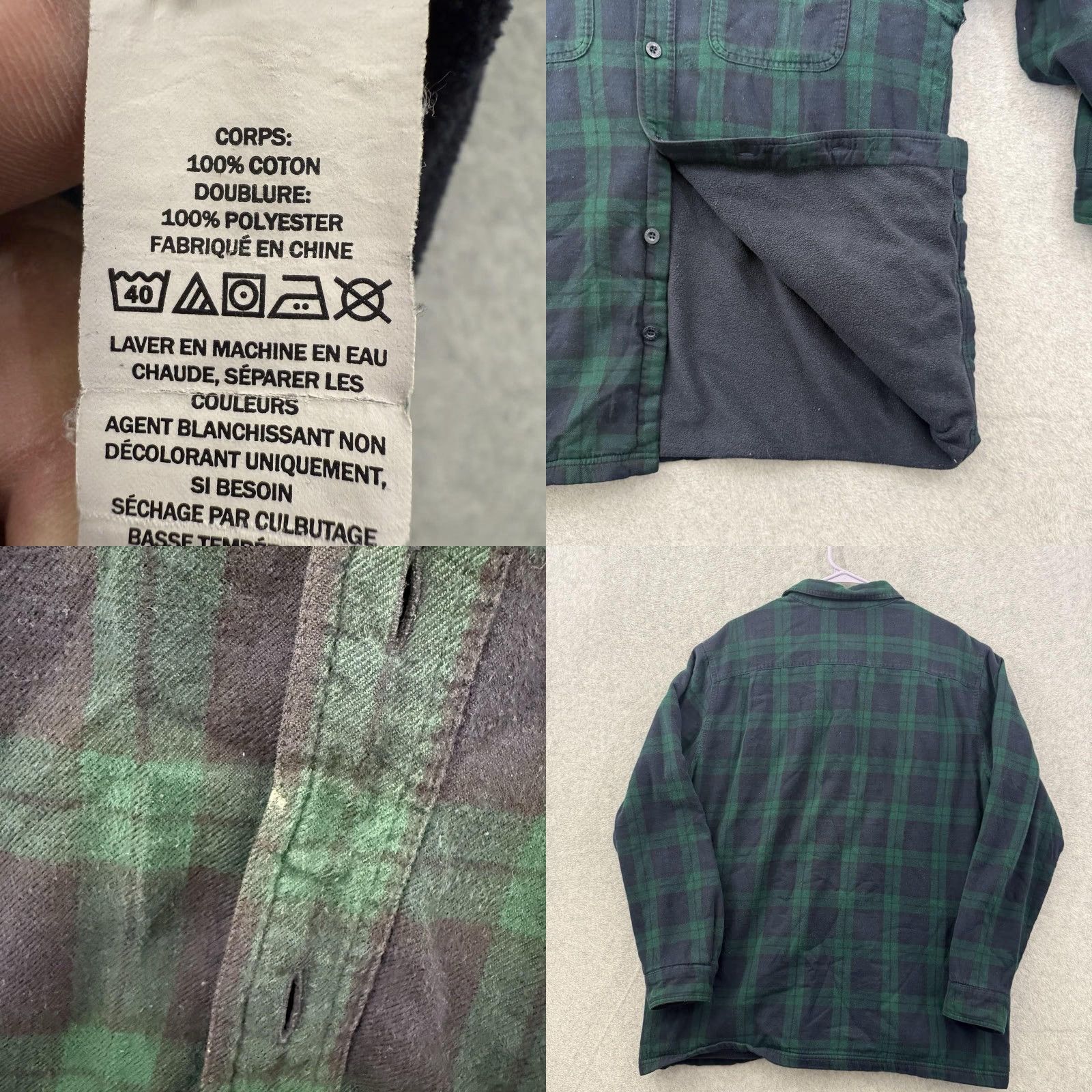 Vintage LL Bean Shirt Men L Green Plaid Fleece-Lined Flannel Button-Up Traditional Fit, Casual, Workwear, Cotton Polyester, Vintage Size US L / EU 52-54 / 3 - 9 Thumbnail