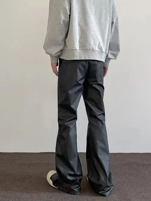 Japanese Brand VIBE High Street Black Brushed Wax Micro Flare Casual Pants Size US 34 / EU 50 - 3 Thumbnail