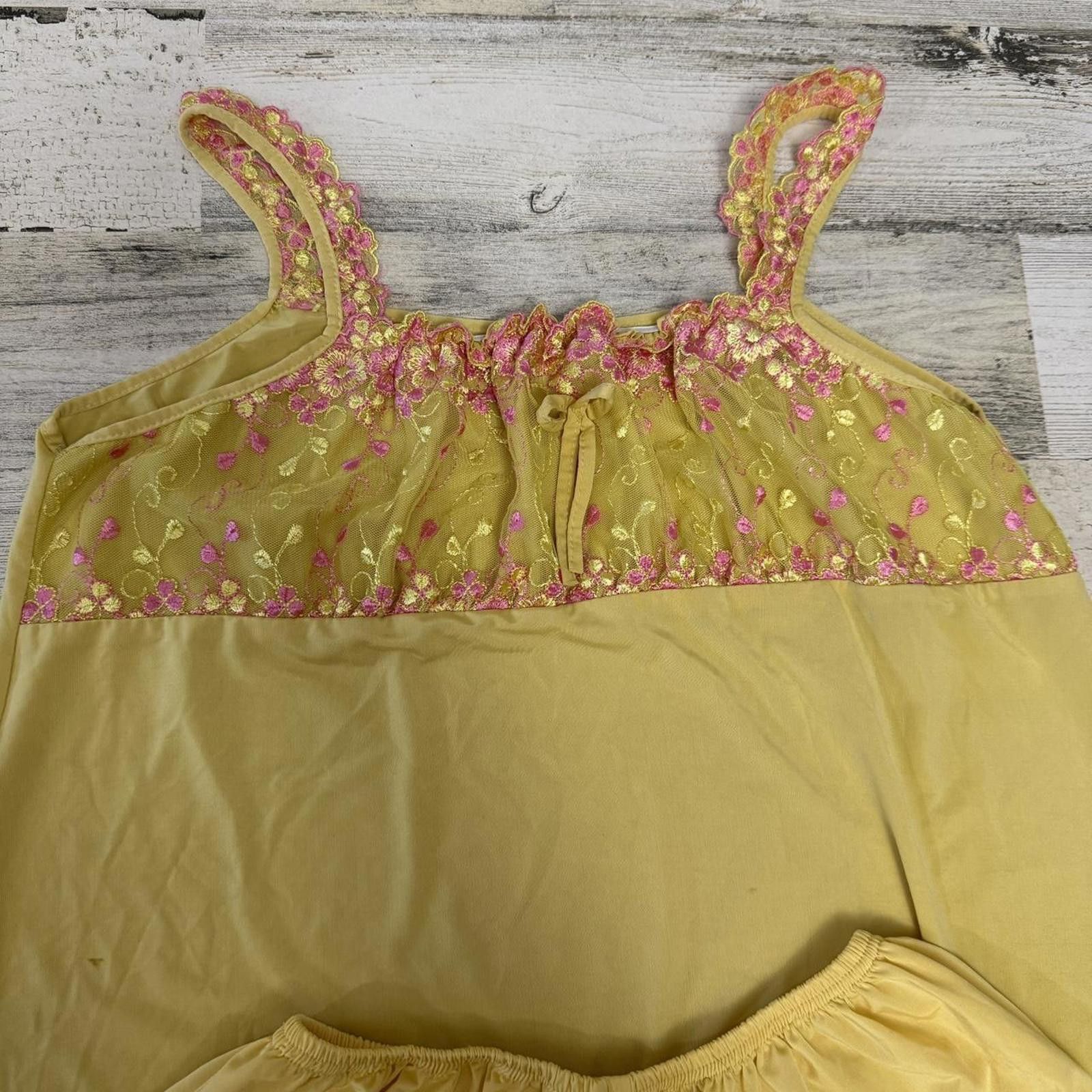 Other Yellow floral Coquette Pajama Set Small Size ONE SIZE - 4 Thumbnail