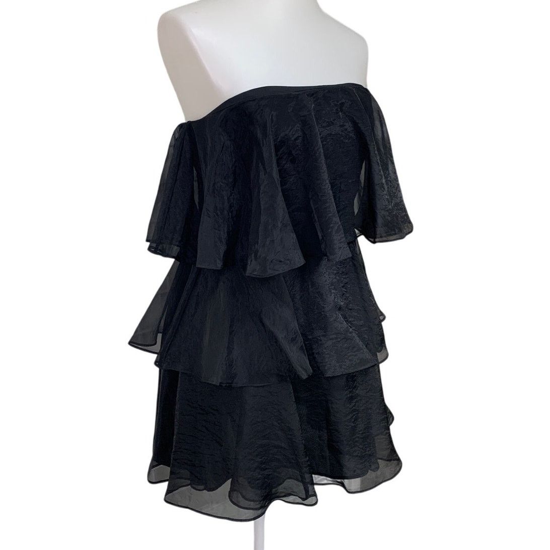 American Eagle Outfitters American Eagle Womens Med Strapless Black Ruffled Mini Dress Size M / US 6-8 / IT 42-44 - 2 Thumbnail