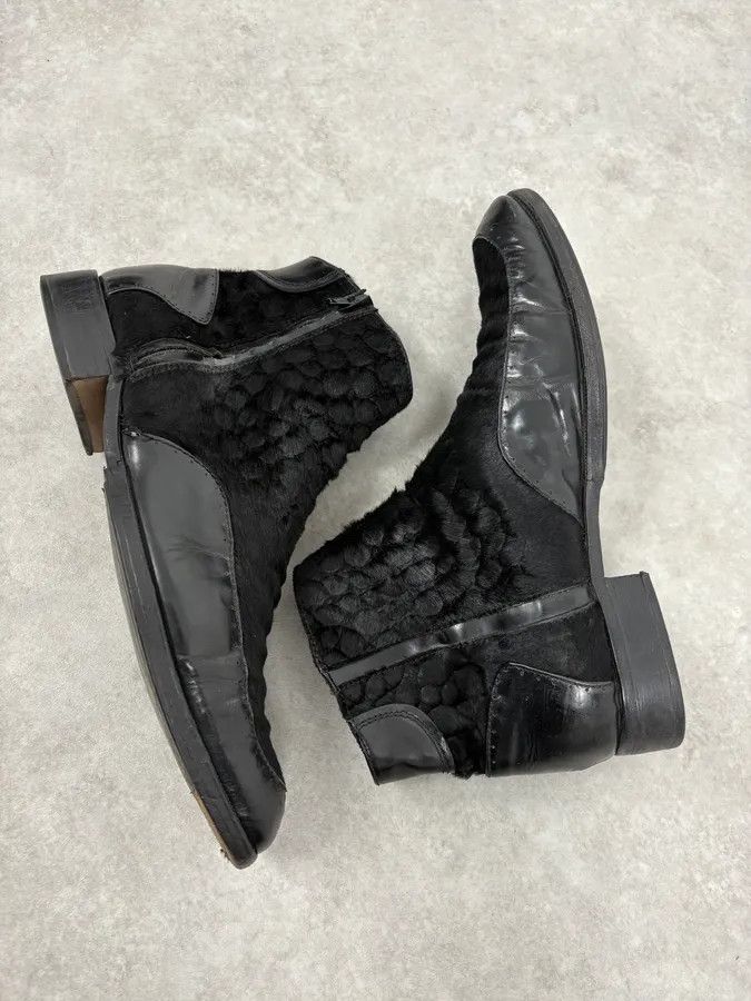 Emporio Armani 2000s Emporio Armani Pony Hair Black Leather Boots Size US 11 / EU 44 - 6 Thumbnail