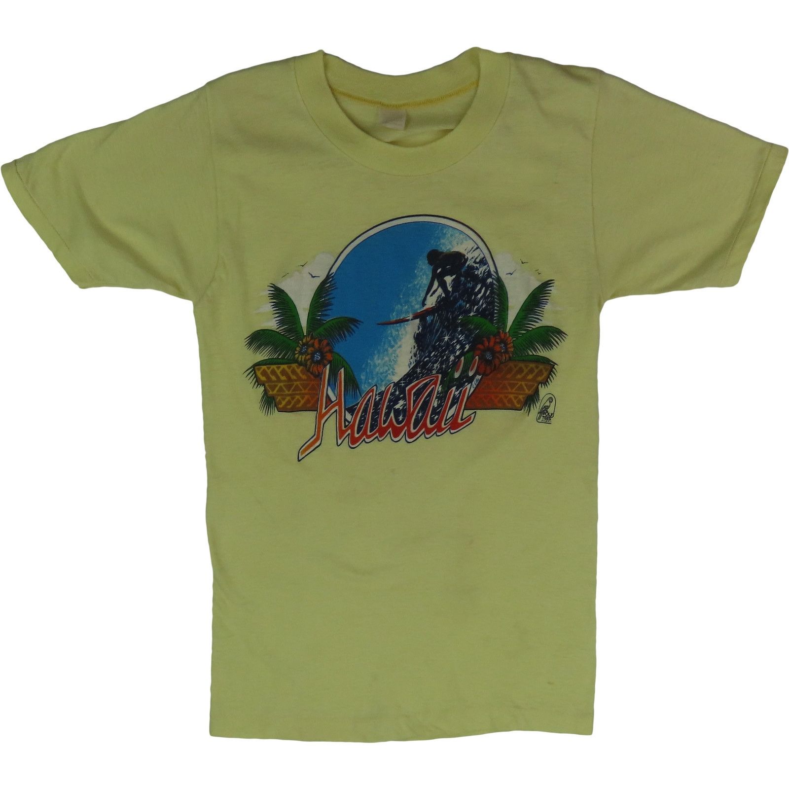Vintage Vintage Poly Tees Hawaii Surf Hibiscus T-Shirt Size US XXS / EU 40 - 1 Thumbnail