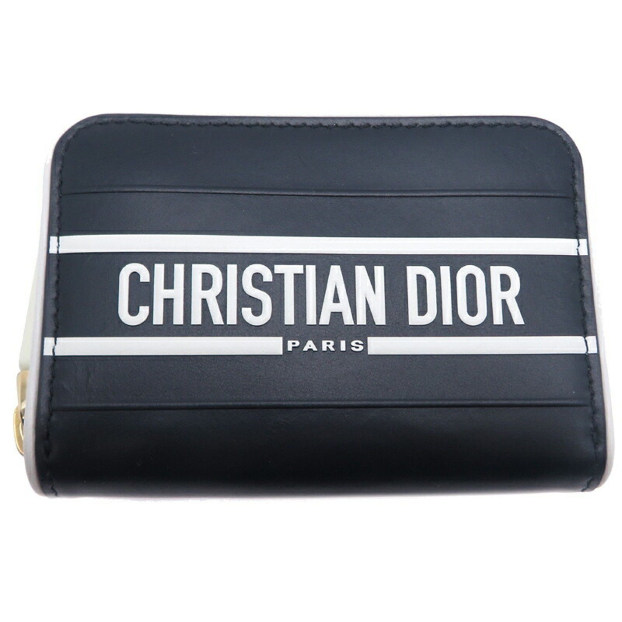 Dior Christian Dior Compact Wallet Women's Coin Case Leather Black Size ONE SIZE - 1 Thumbnail