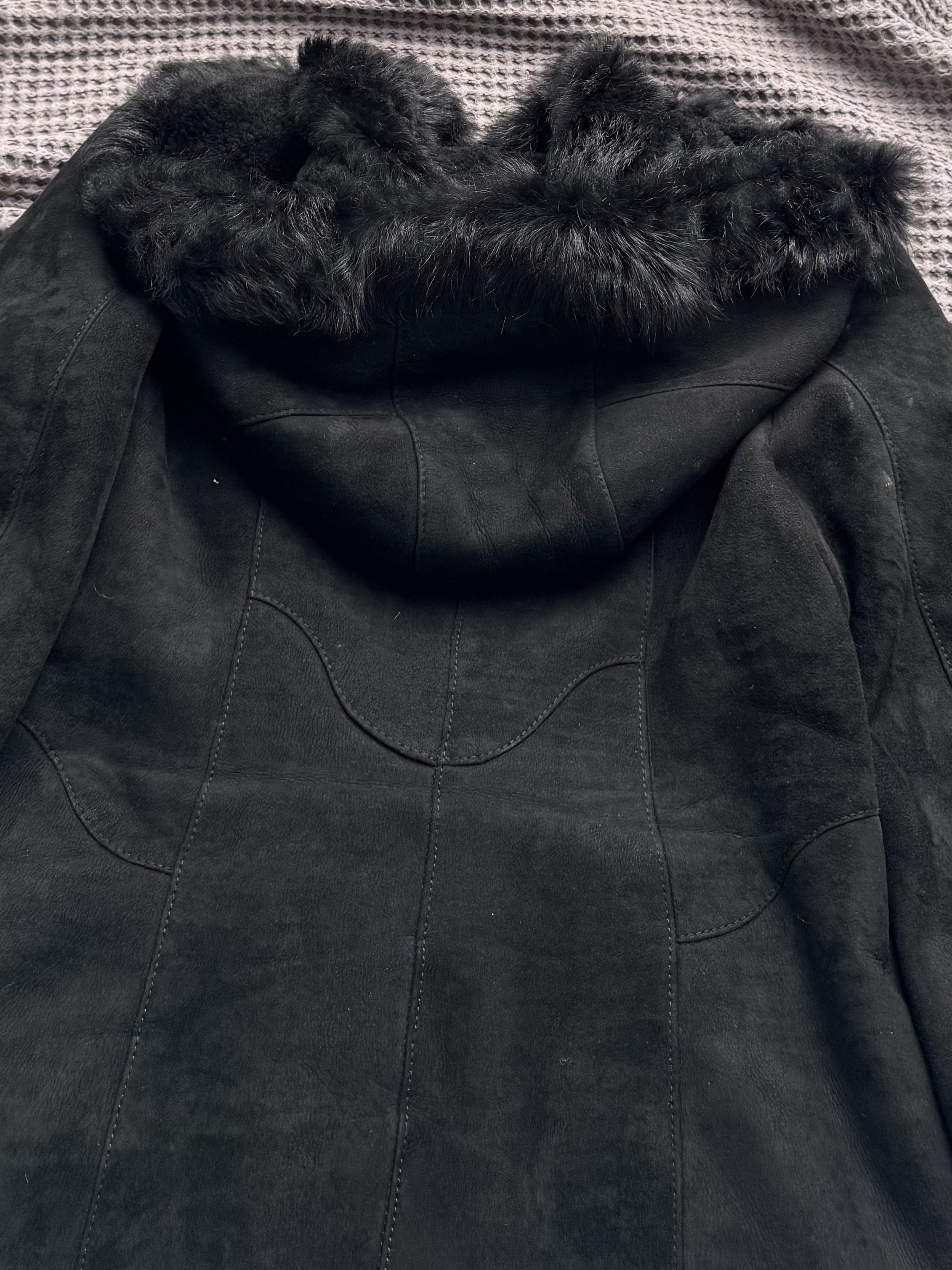 Vintage Vintage Genuine Shearling Sheepskin Coat Black Hooded Jacket Size L / US 10 / IT 46 - 11 Thumbnail