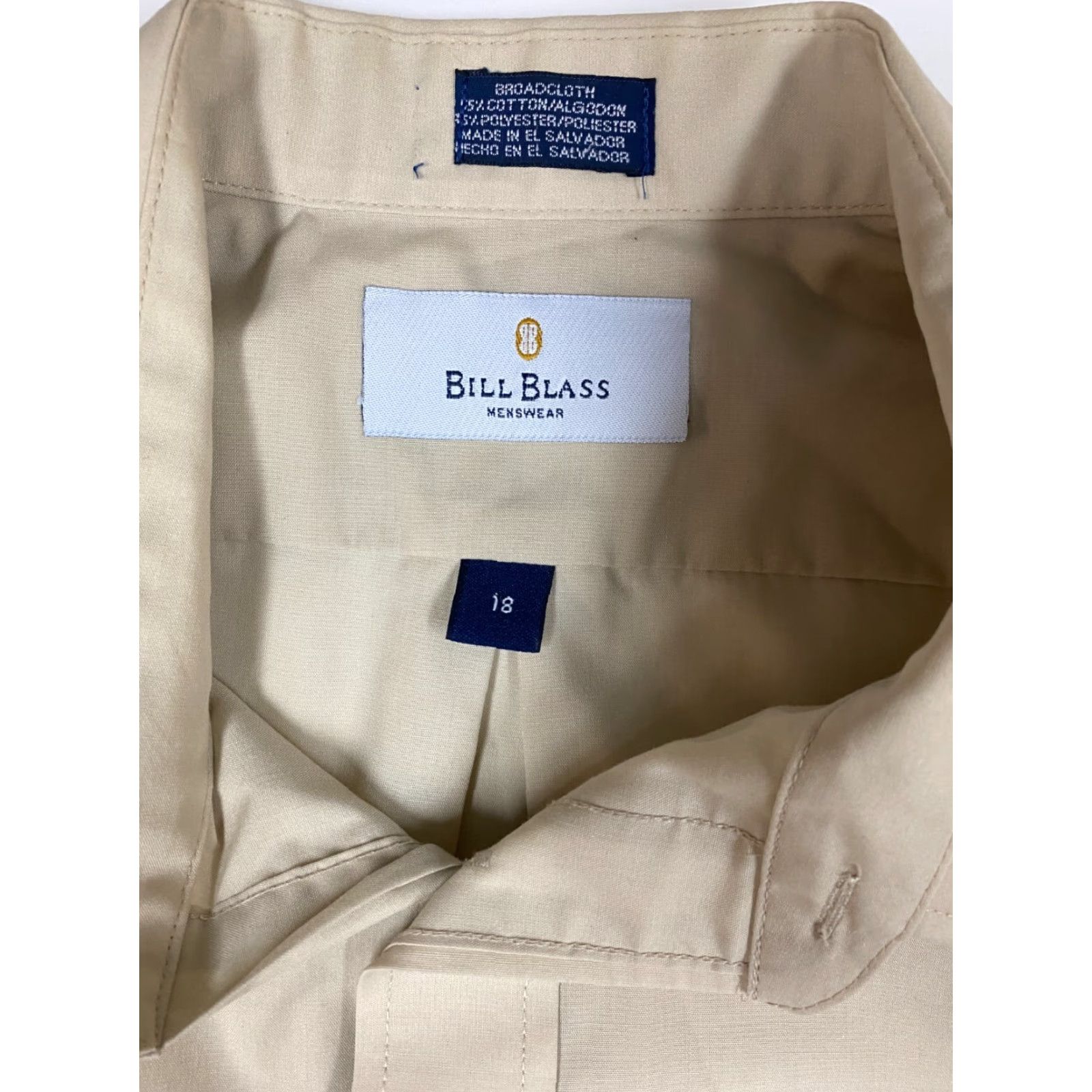 Bill Blass Bill Blass Mens Shirt 18 Beige Button-Down Short Sleeve Knit Cotton Regular with Logo Size US XXL / EU 58 / 5 - 4 Thumbnail