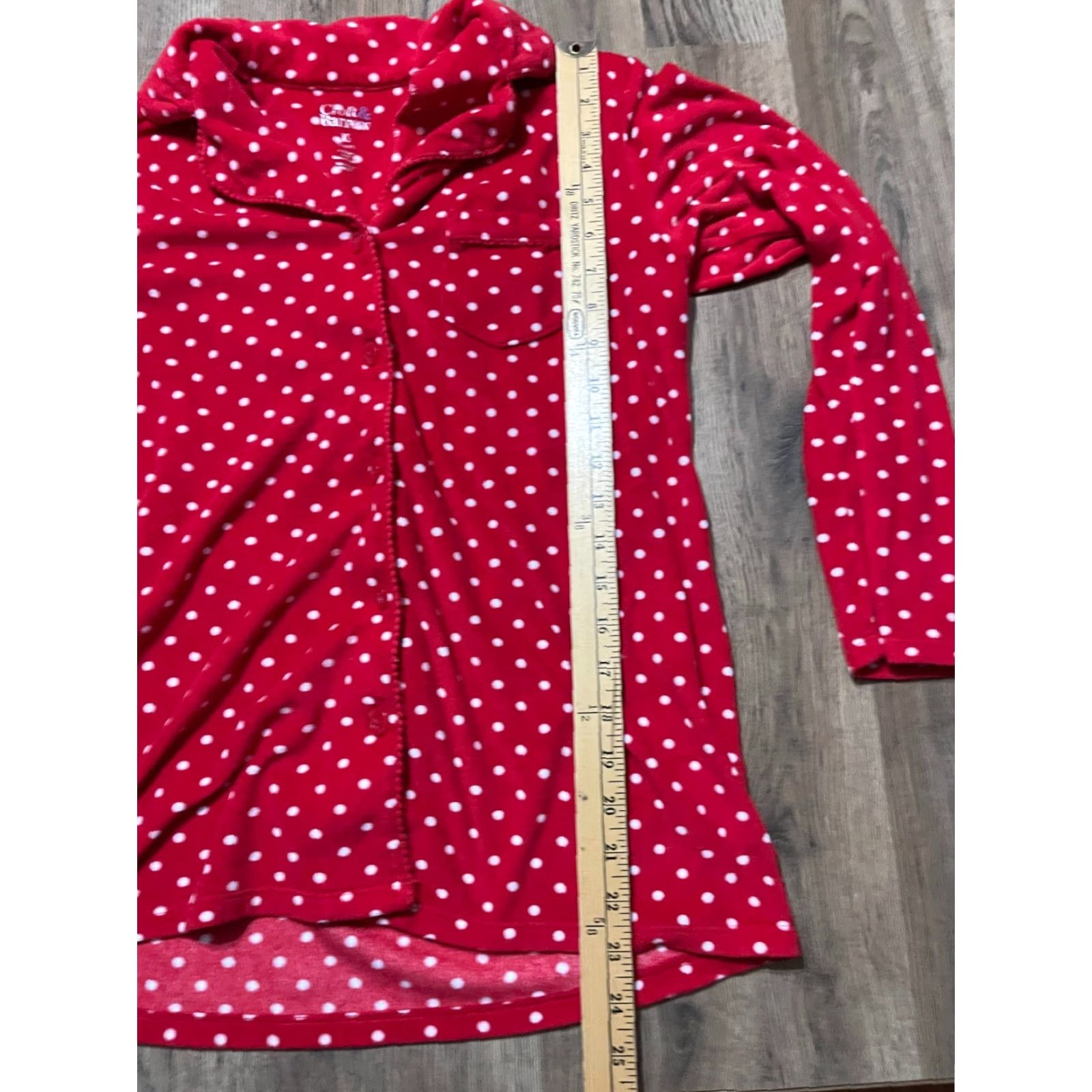 Croft & Barrow VINTAGE Croft & Barrow Shirt Womens XS Red White Polka Dots button Up Sleepwear Size XS / US 0-2 / IT 36-38 - 6 Thumbnail