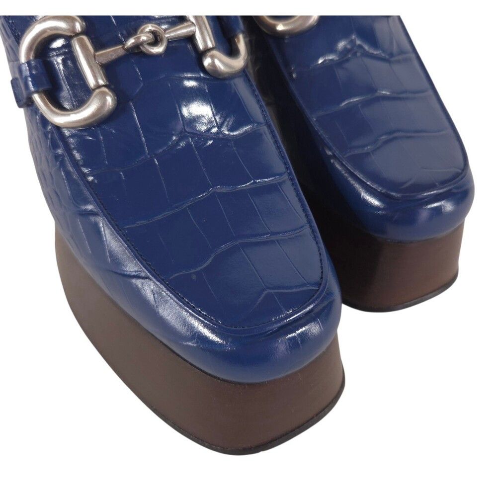 Gucci Gucci Royale Blue Croc Embossed Horsebit Platform Pump 6.5 Size US 6.5 / IT 36.5 - 3 Thumbnail