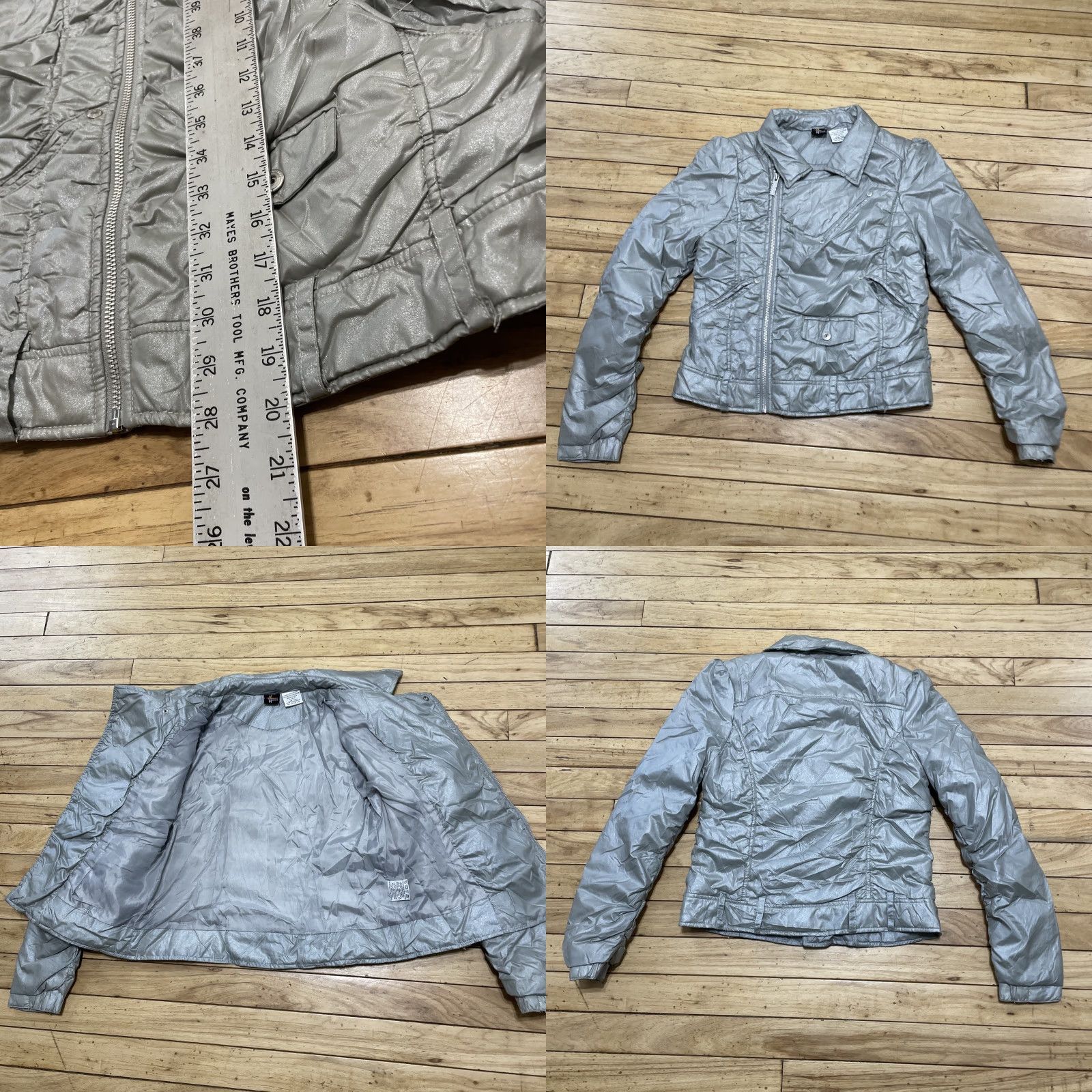 Disney VINTAGE Disney Hannah Montana y2k Jacket Junior XL 12/14 Silver Metallic Moto Crop RARE Size XL / US 12-14 / IT 48-50 - 9 Thumbnail