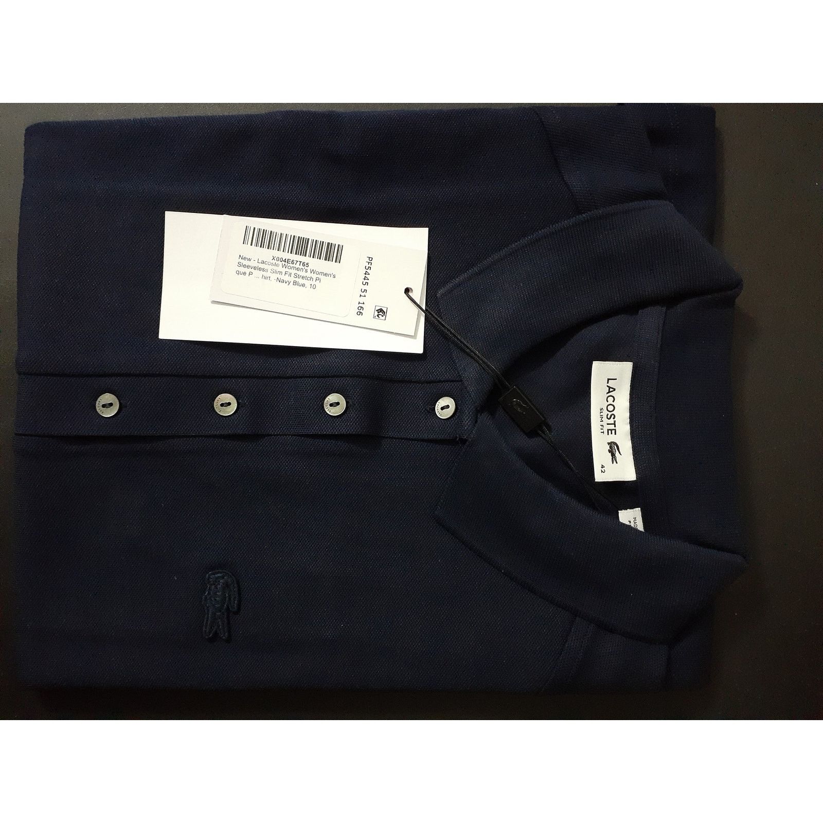 Lacoste Lacoste Women's Sleeveless Slim Fit Stretch Polo Navy 10 Size L / US 10 / IT 46 - 2 Thumbnail