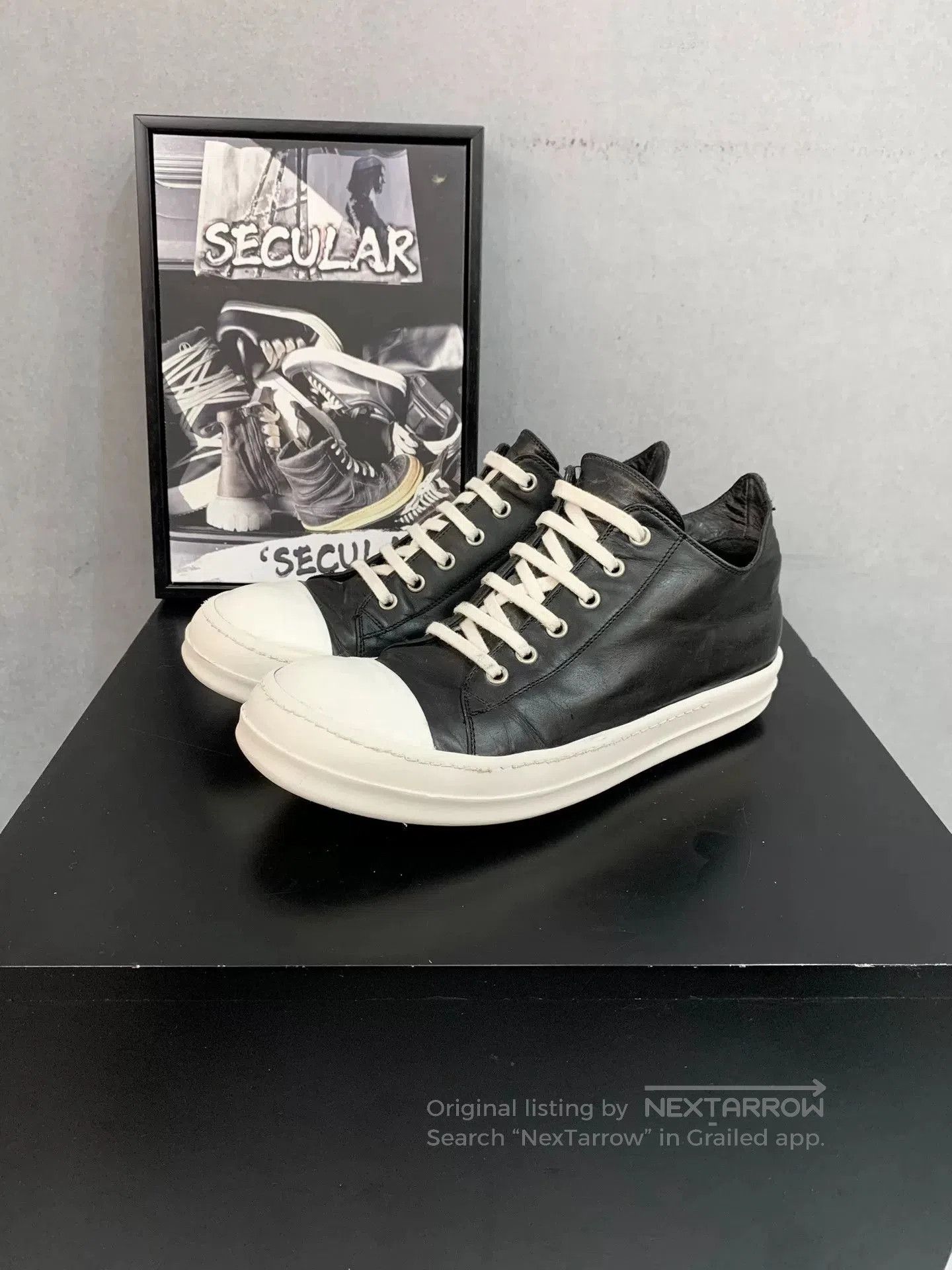 Rick Owens Rick Owens Main Line Leather Low-Top Sneakers. Size US 7.5 / EU 40-41 - 3 Thumbnail