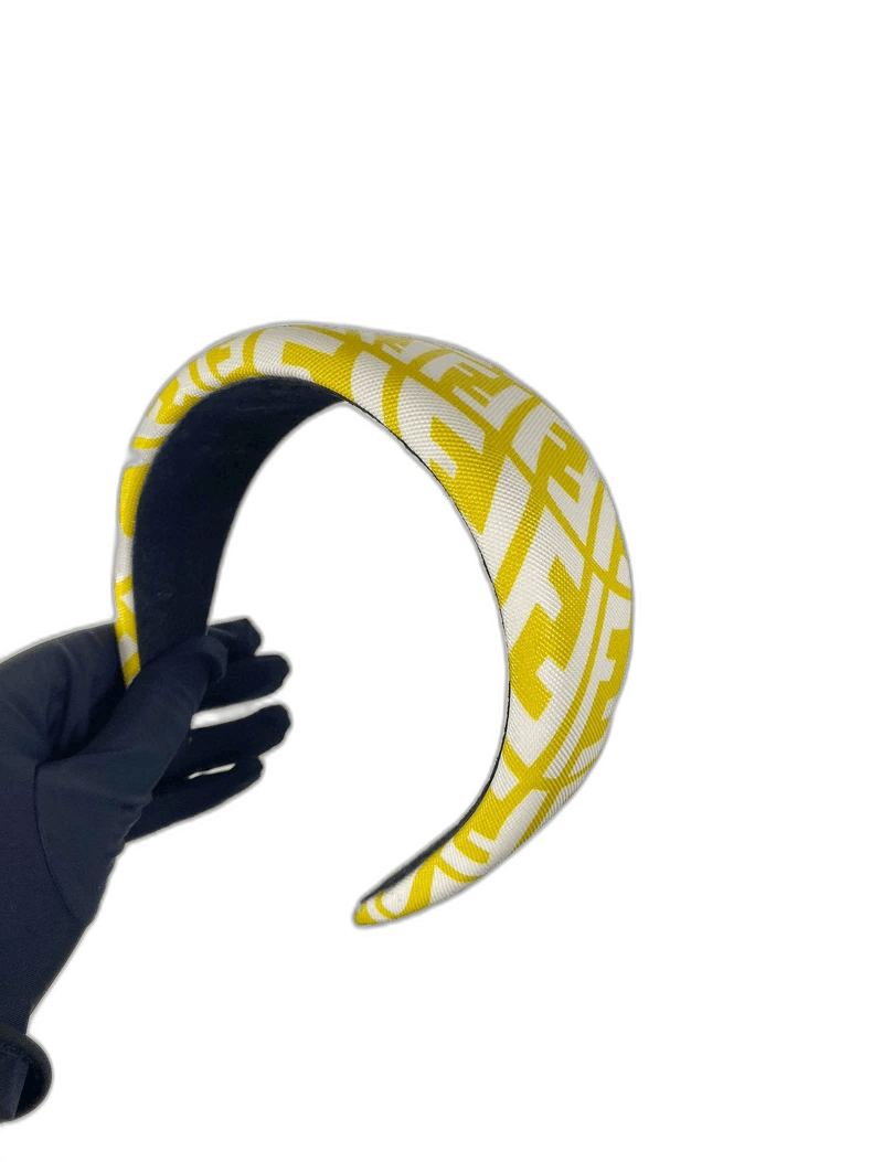 Fendi Logo Headband in Yellow and White