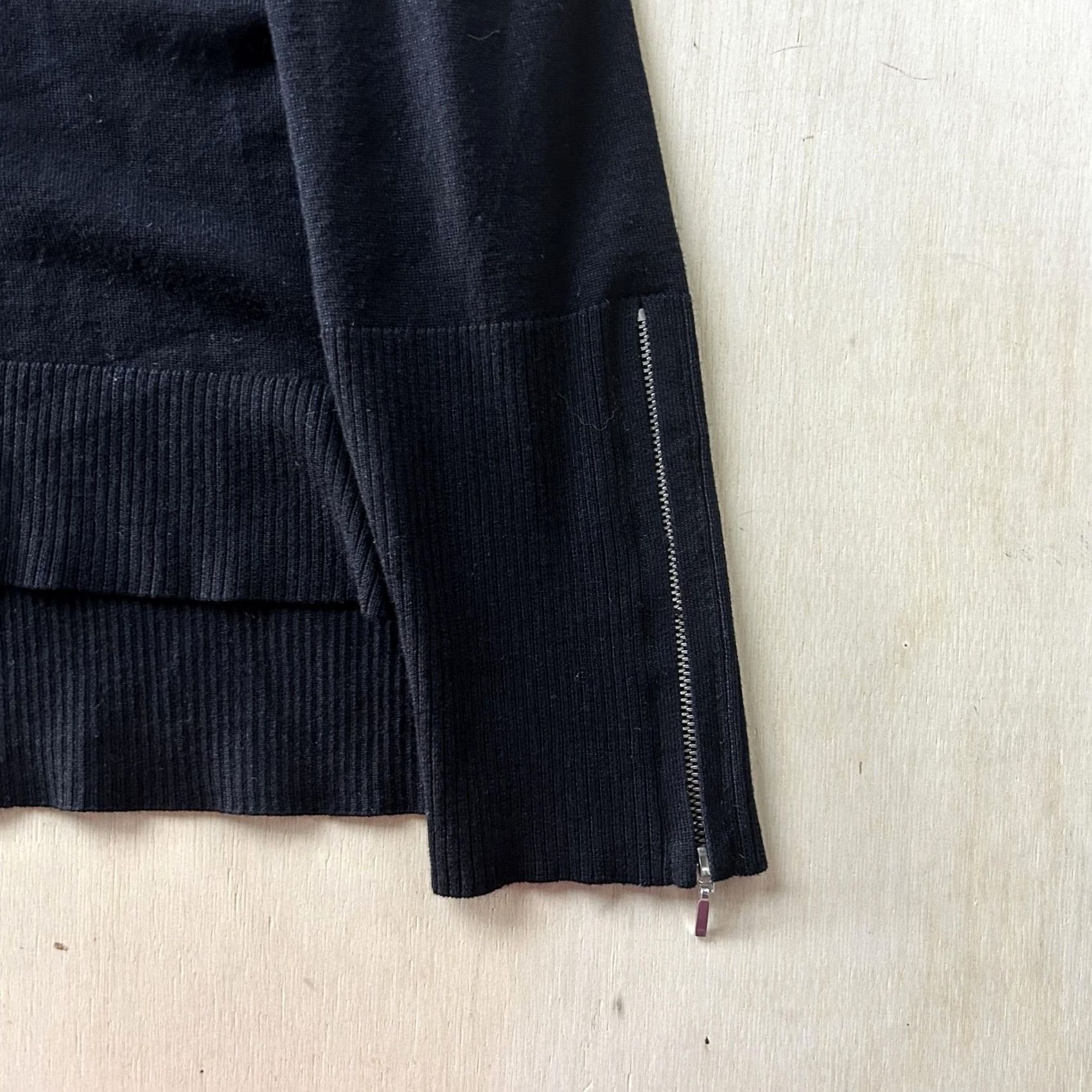 Vintage Cable & Gauge Sweater Womens Large Black Turtleneck Zip Cuff Knit Pullover Size L / US 10 / IT 46 - 2 Thumbnail