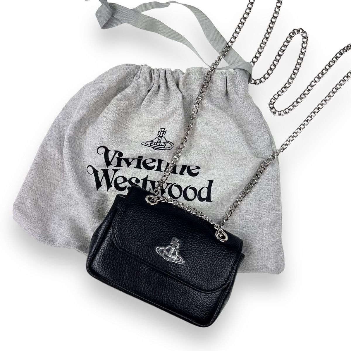 Vivienne Westwood Vivienne Westwood Re-Vegan Grain Small Purse With Chain Size ONE SIZE - 4 Thumbnail