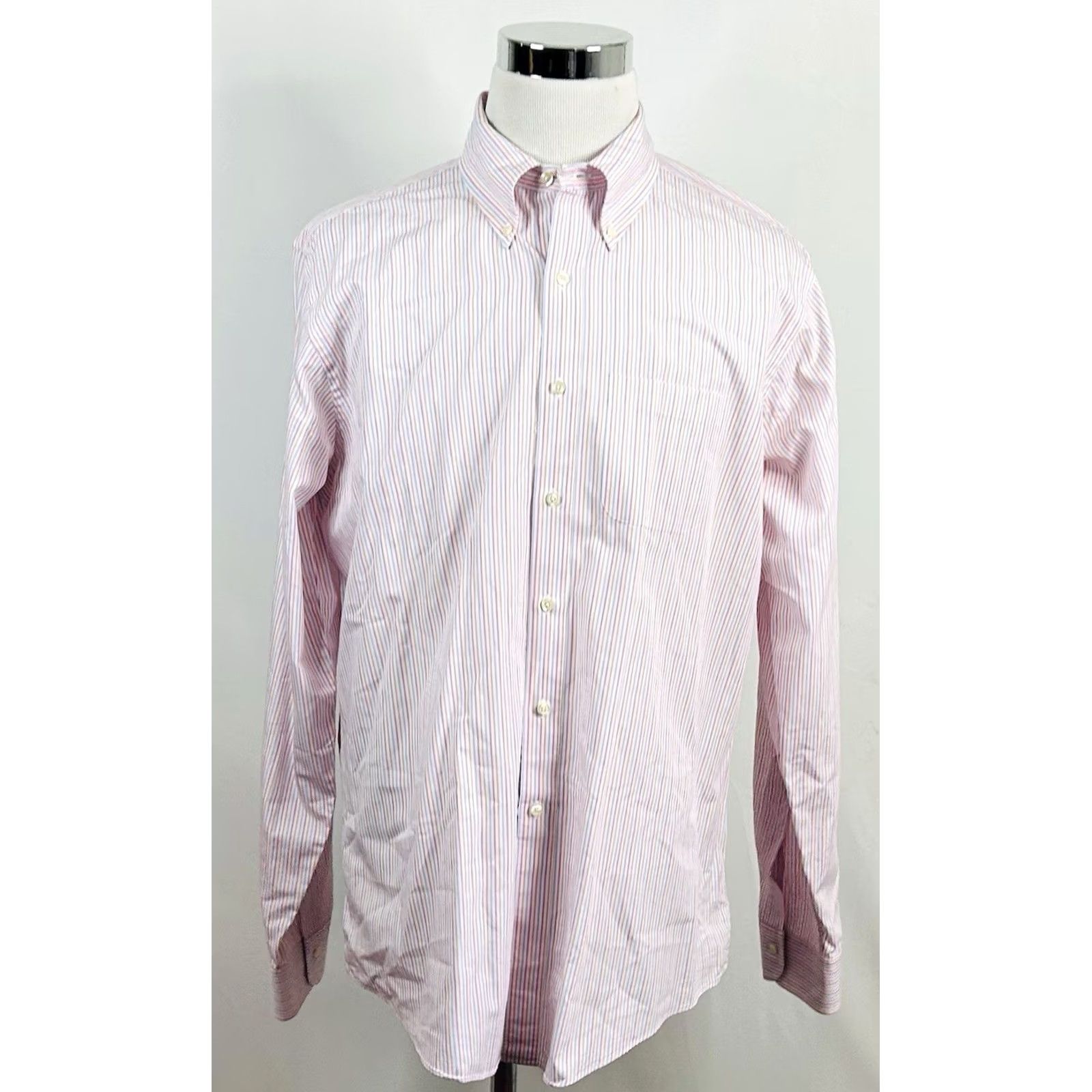 Brooks Brothers Brooks Brothers 17 36 Slim Fit Dress Shirt Striped Pink Blue Orange Button-Down Men’s Regular Size 17 100% Cotton Non-Iron Multicolor Shirt Size 46R - 2 Thumbnail