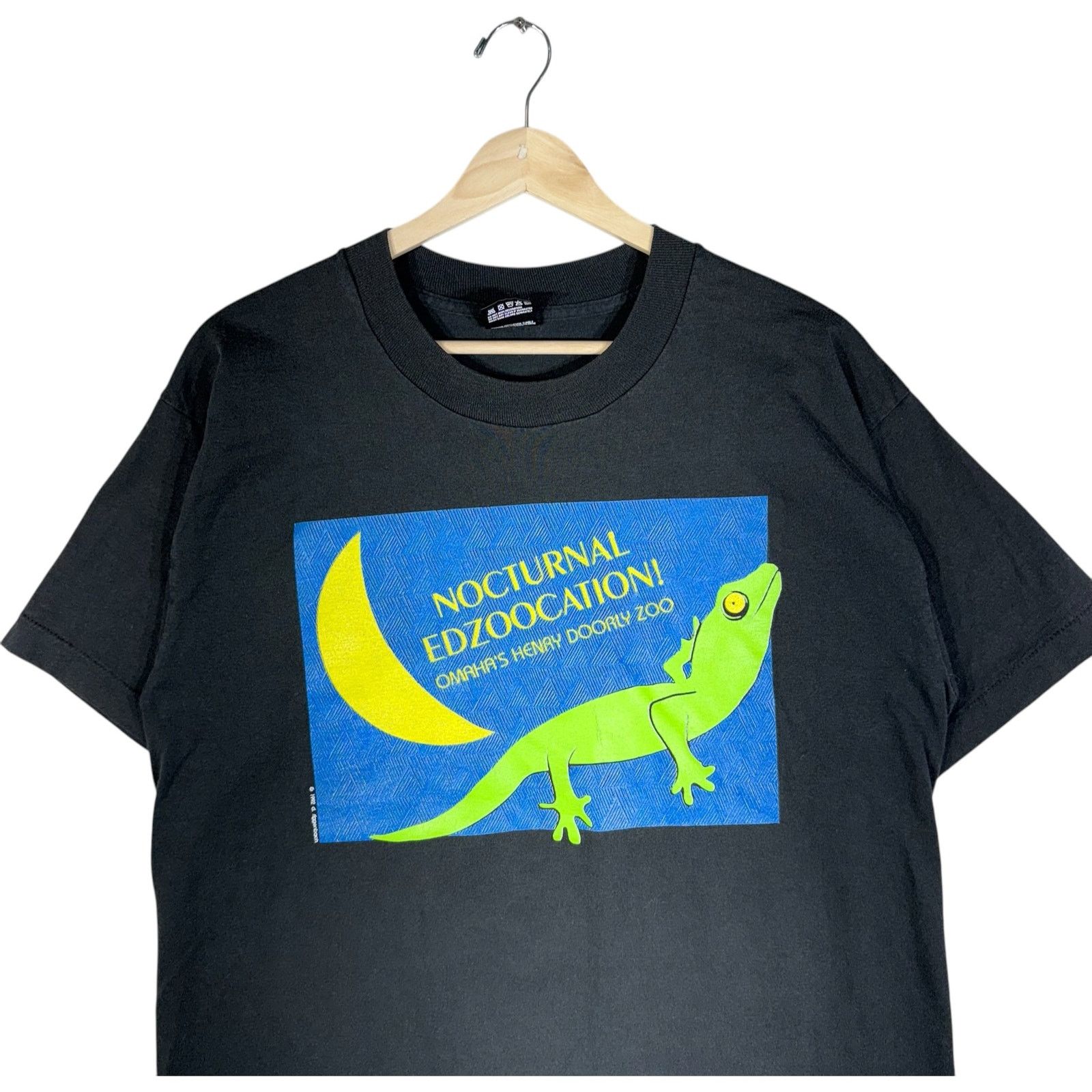 Fruit Of The Loom Vintage Omaha Zoo Nocturnal Lizard Tee Large Size US L / EU 52-54 / 3 - 2 Thumbnail