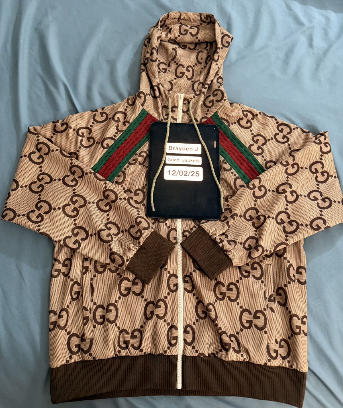 Gucci Gucci Beige GG Monogram Zip-Up Hoodie – Size M – Brand New Size US M / EU 48-50 / 2 - 2 Thumbnail