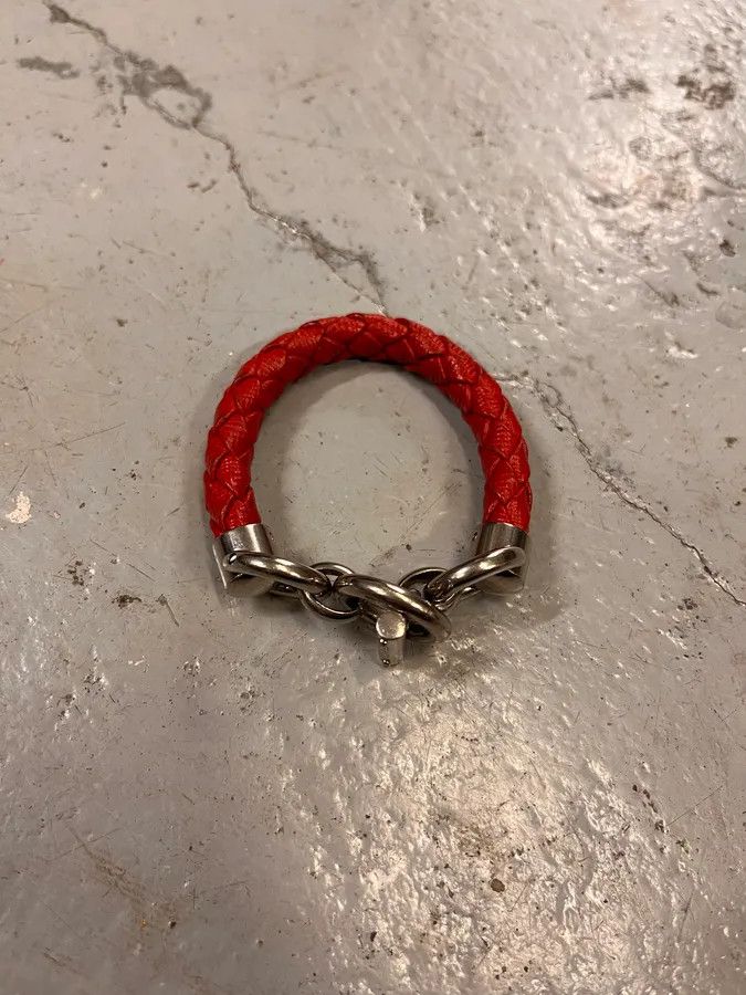 Prada 2000s Prada Red Woven Leather Bracelet Size ONE SIZE - 2 Thumbnail