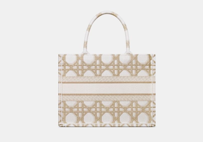 Dior o1w1db10325 Size: OS / M1296 Medium Tote Bag in White & Gold Size ONE SIZE - 4 Thumbnail
