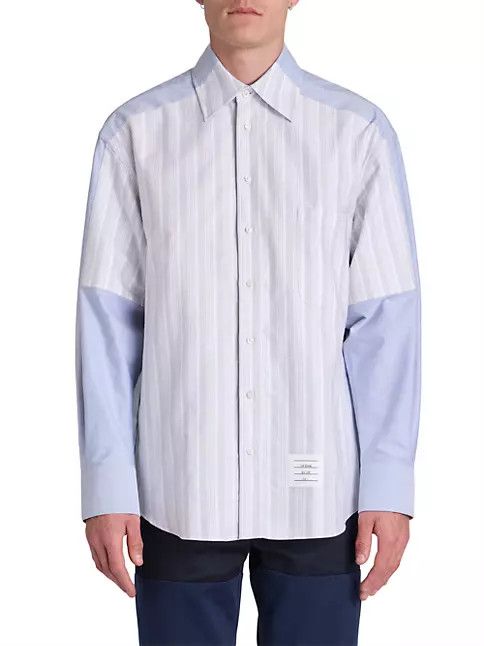 Thom Browne os11x0724 4-Bar Striped Cotton Oversized Oxford Shirt Size US XL / EU 56 / 4 - 3 Thumbnail
