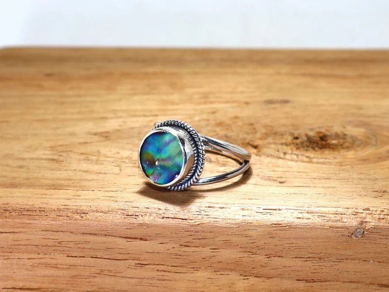 Handmade Abalone Shell Ring: Handmade Sterling Silver Ocean Jewelry Size ONE SIZE - 4 Thumbnail