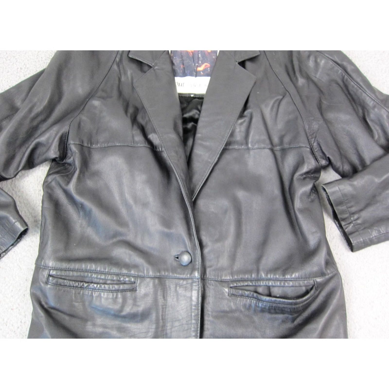 Vintage VINTAGE Clout Leather Trench Coat Womens M Black 90s Long Jacket Punk Coat Shirt? Size M / US 6-8 / IT 42-44 - 4 Thumbnail