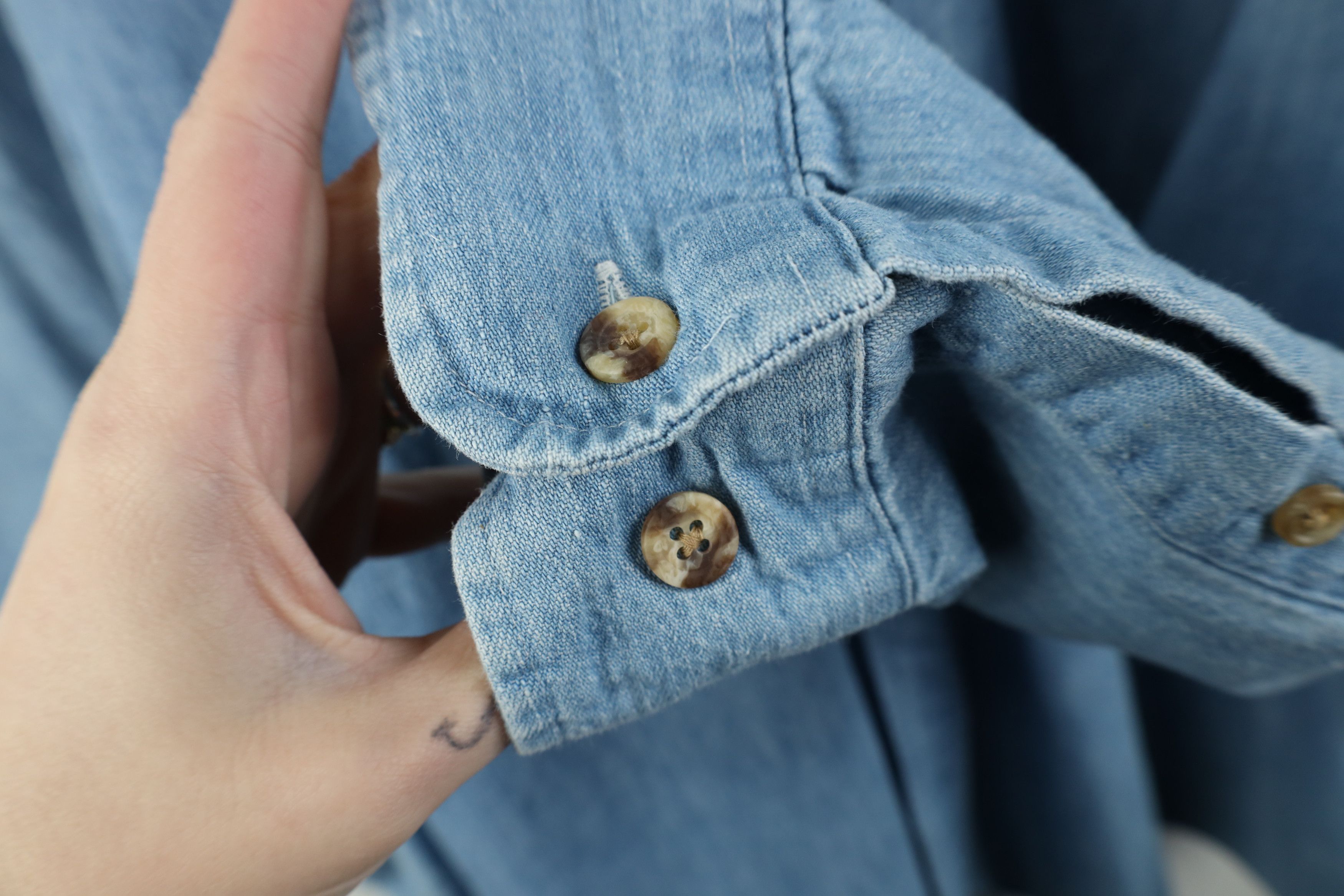 Vintage Vintage 90s Plumbers Union Denim Button Down Shirt Blue USA Size US XL / EU 56 / 4 - 8 Thumbnail