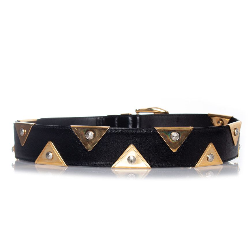 Versace Gianni versace, Leather belt with gold triangle applications Size ONE SIZE - 5 Thumbnail