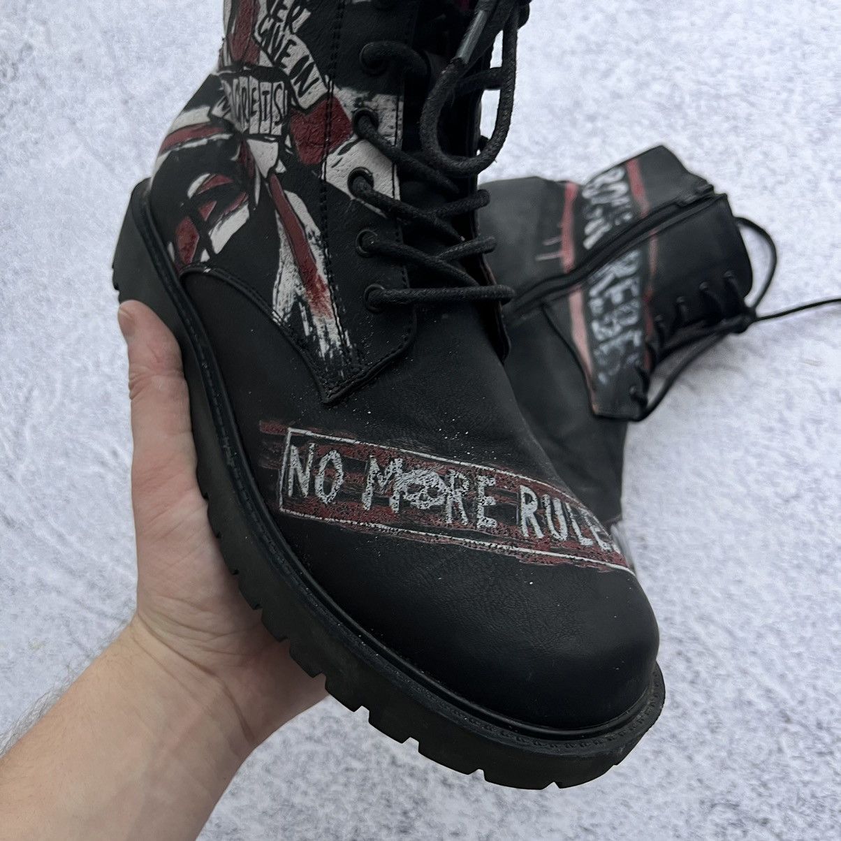Vintage Rock Rebel eco leather black boots Size US 8.5 / EU 41-42 - 6 Thumbnail