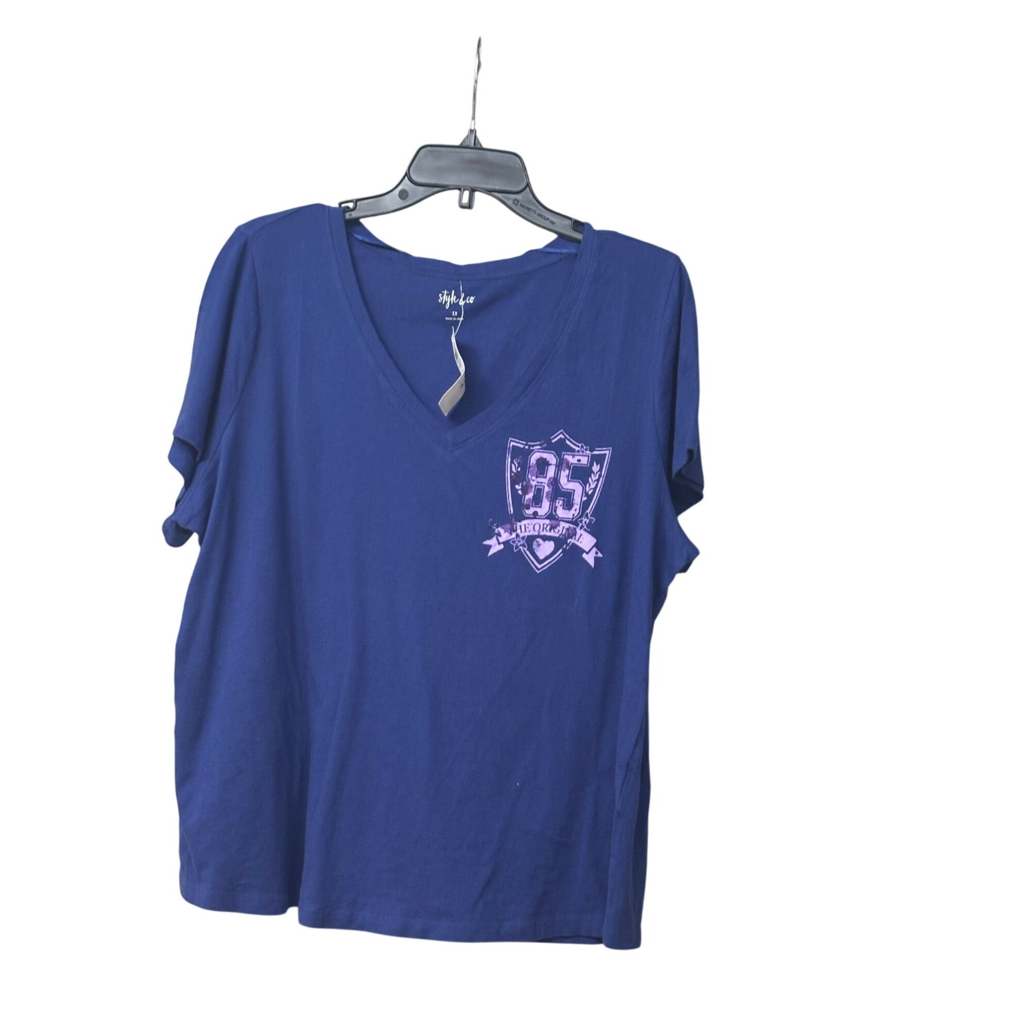 Style & Co Style & Co Womens Plus Size Cotton Graphic-Print Top Navy S Size ONE SIZE - 2 Thumbnail