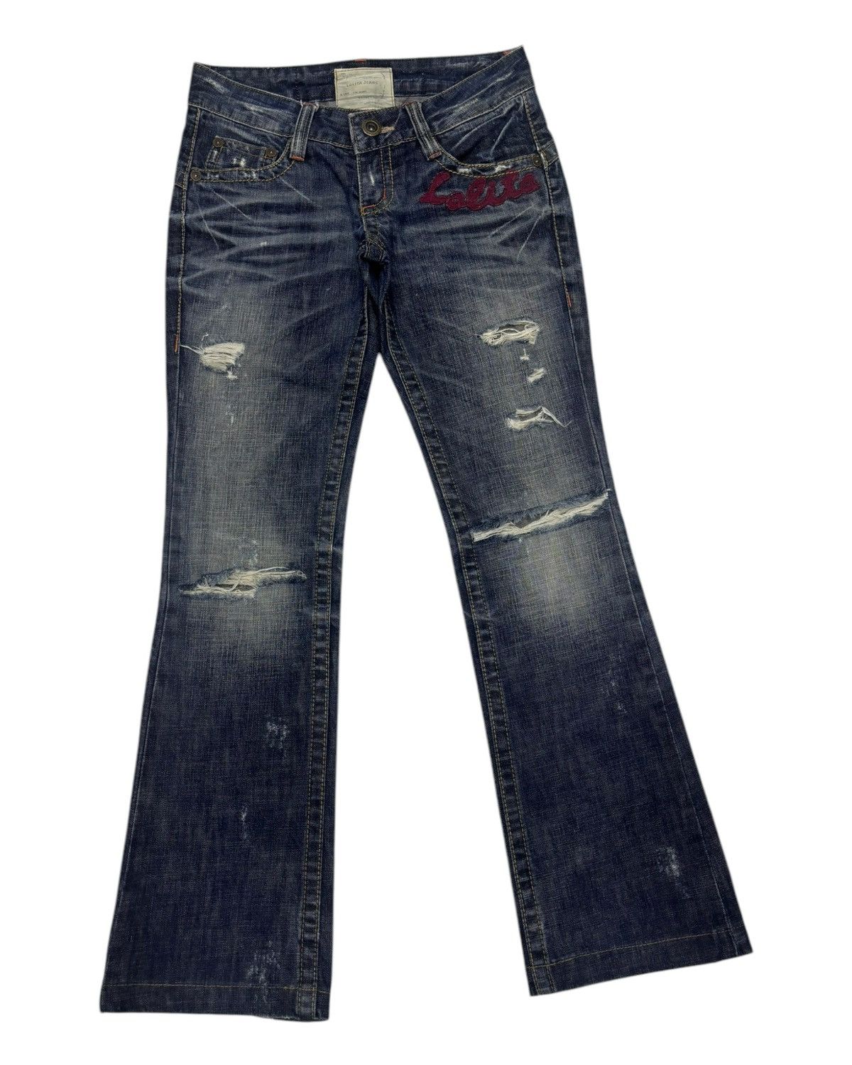 Beauty Beast × Japanese Brand Vintage Flare Jeans Lolita Brand Bootcut Distressed Denim Size 29" - 3 Thumbnail