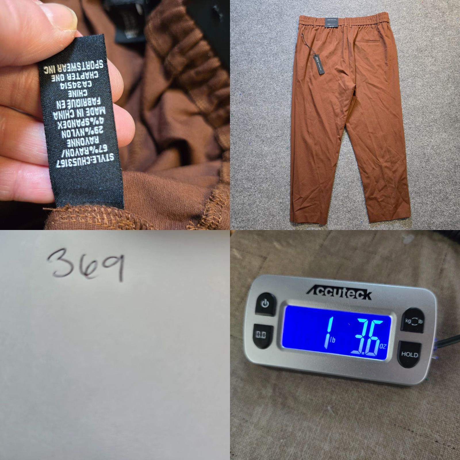 Jones New York Jones New York Pants Womens 1X Brown Tapered Sweatpants Pull On Comfort Regular Plus Size 40" / US 18 - 8 Thumbnail