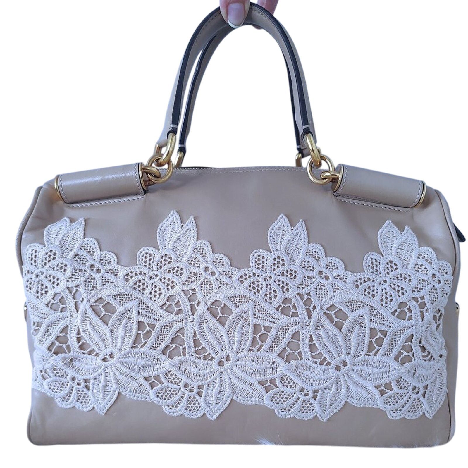 Dolce & Gabbana Dolce & Gabbana leather/lace shoulder bag EUC Size ONE SIZE - 1 Thumbnail