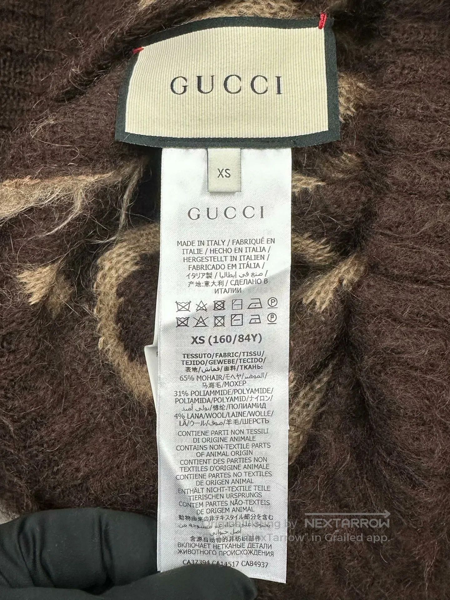 Gucci Guicci Brown Double G Monogram Printed Logo Mohair Knit Ca Size XS / US 0-2 / IT 36-38 - 4 Thumbnail