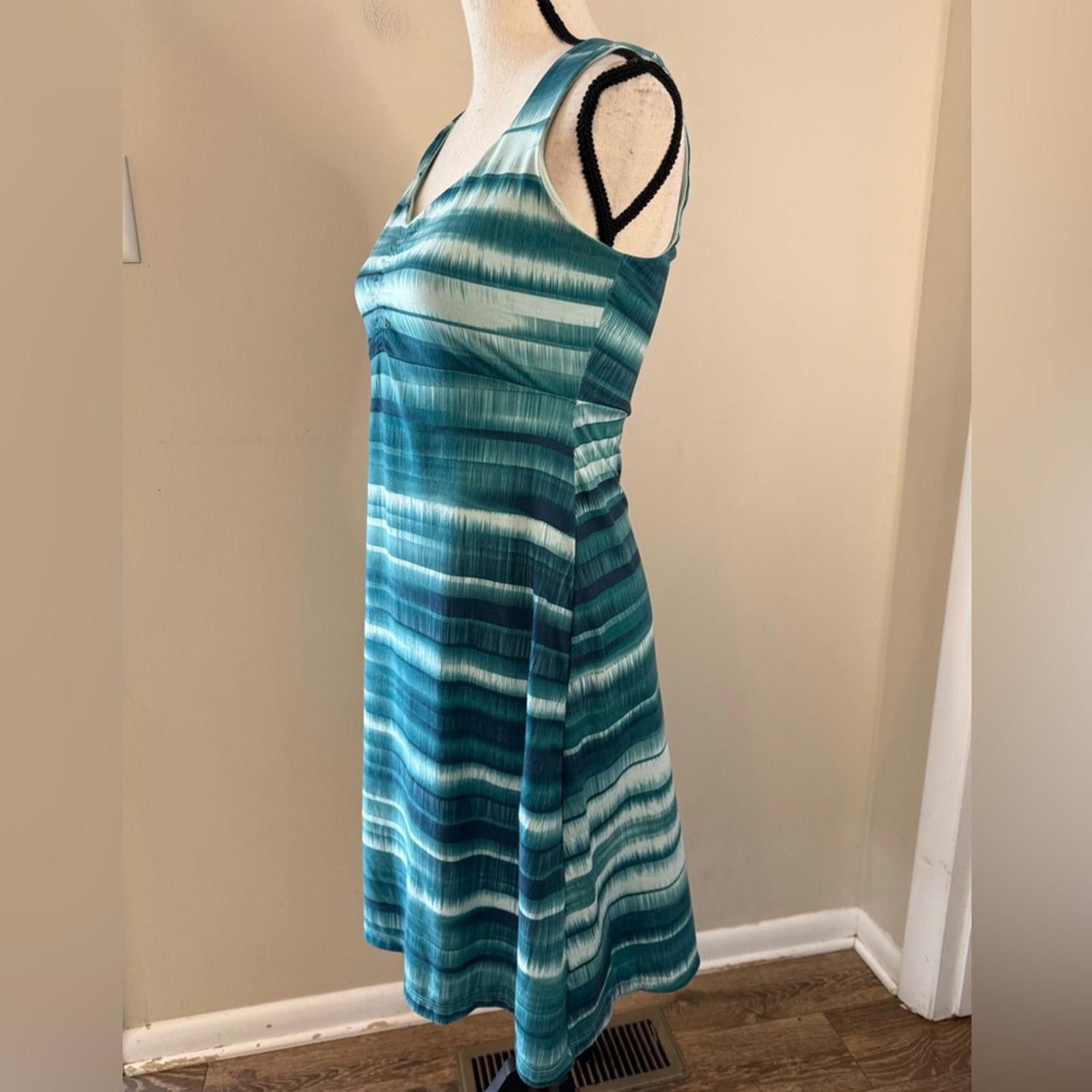 Prana Prana tie dyed stripe sleeveless midi dress green white XS Size XS / US 0-2 / IT 36-38 - 4 Thumbnail