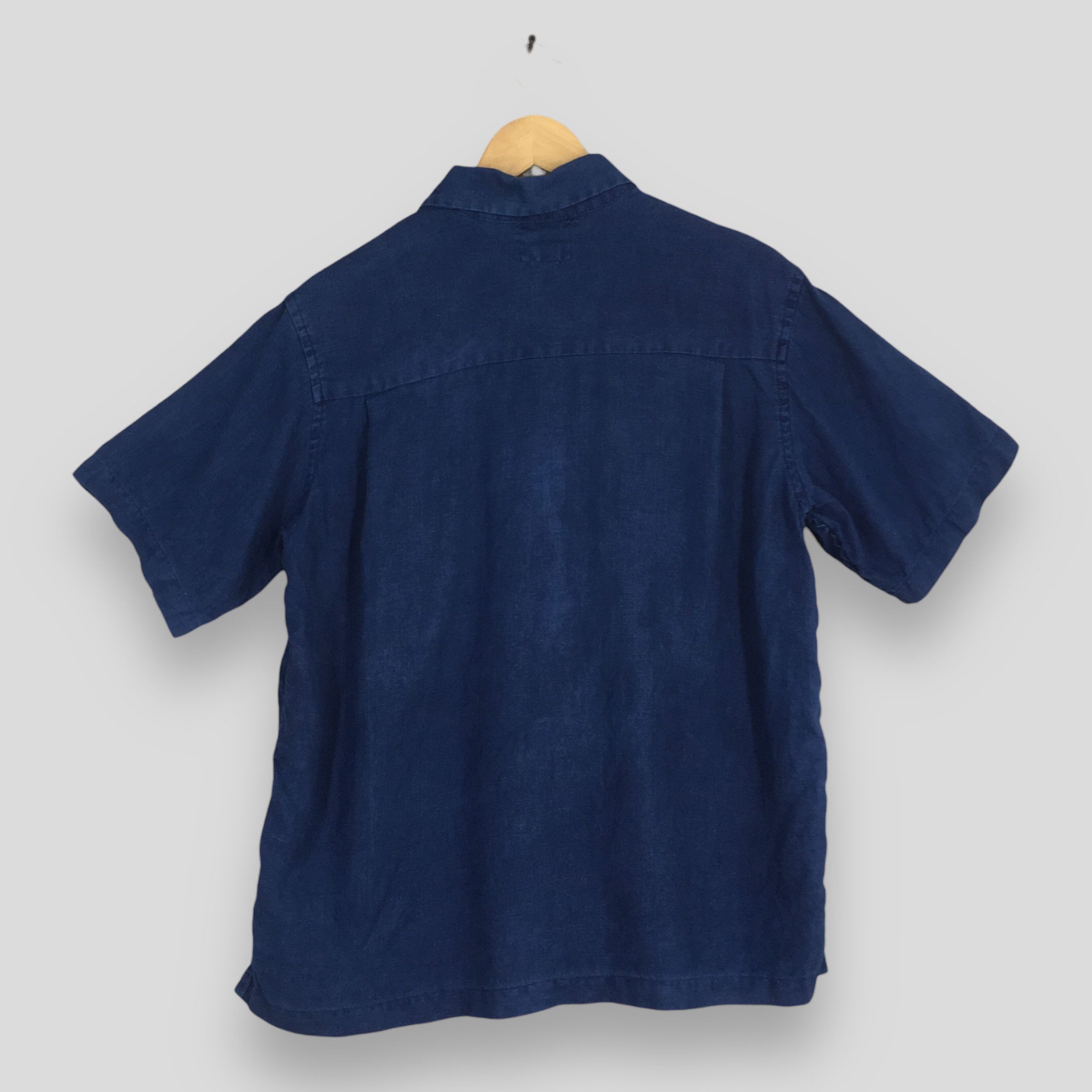 OMNIGOD Vintage 90s Omnigod Japan Blue Indigo Linen Shirt Medium Size US M / EU 48-50 / 2 - 6 Thumbnail