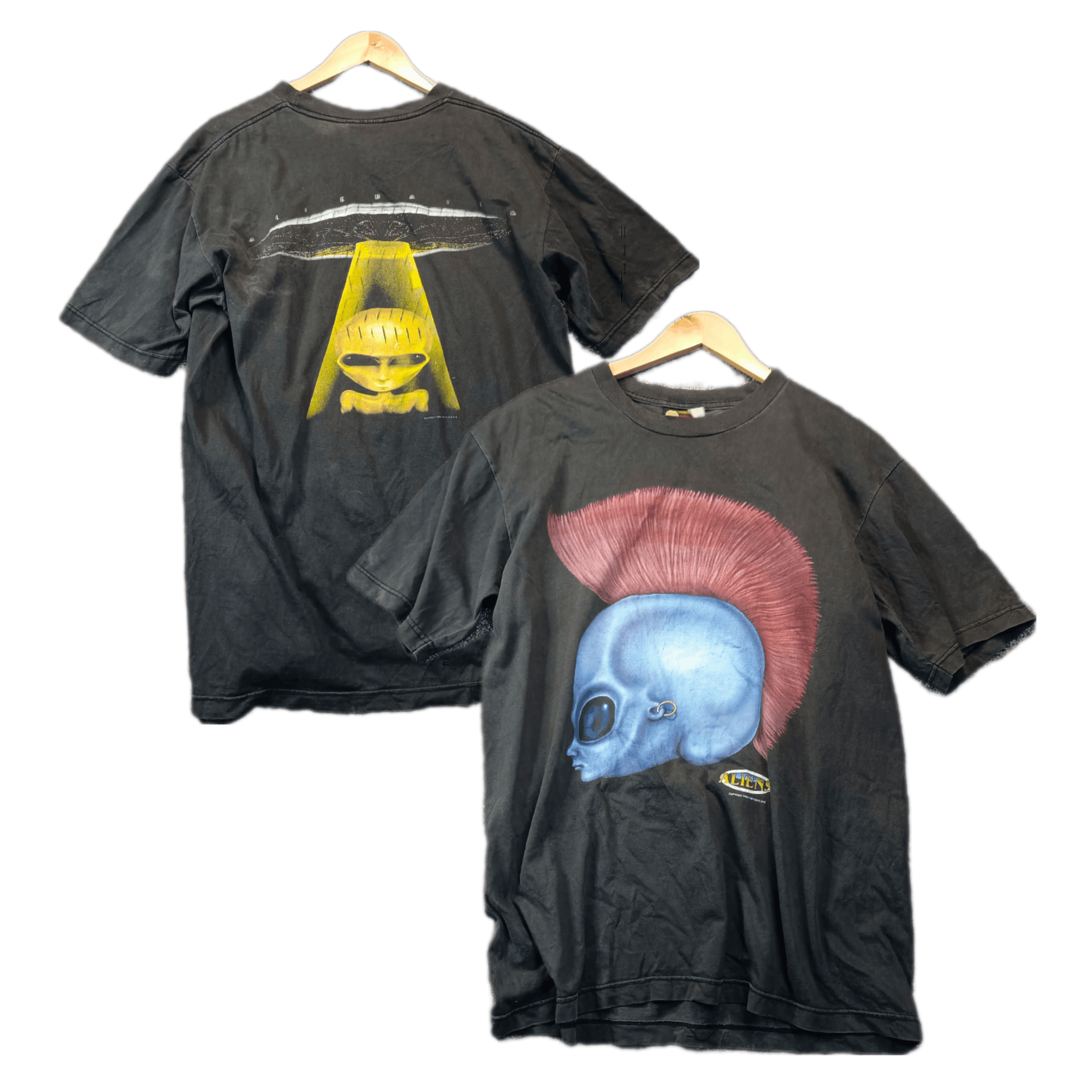 Alien Workshop 🔥🔥 Vintage 90s Alien Workshop Bighead Baggy Black Faded Tee Size US XL / EU 56 / 4 - 1 Thumbnail