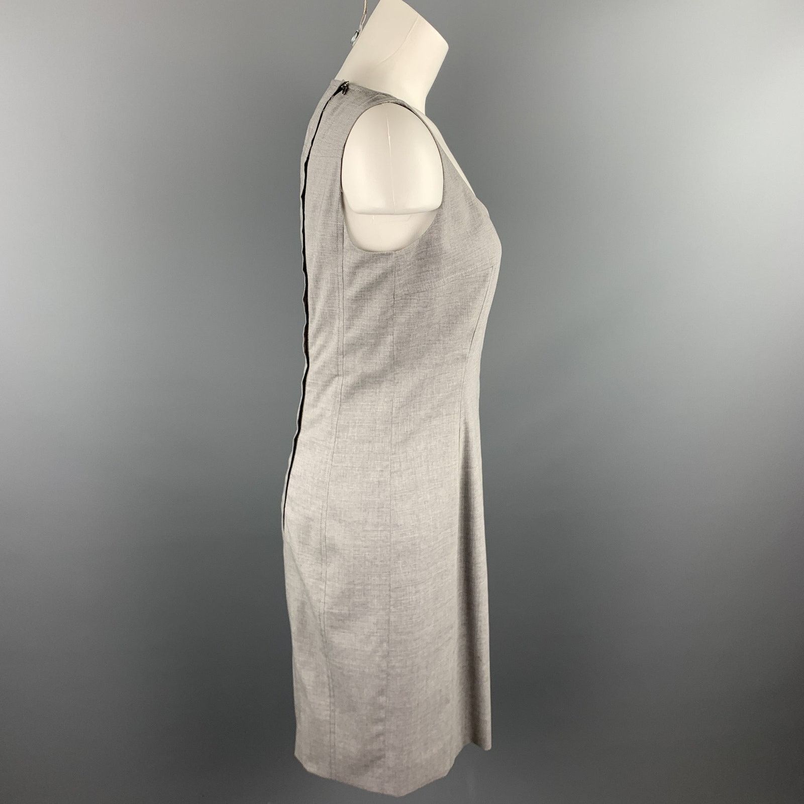 Akris AKRIS Size 6 Grey Heather Viscose Scoop Neck Shift Dress Size M / US 6-8 / IT 42-44 - 3 Thumbnail