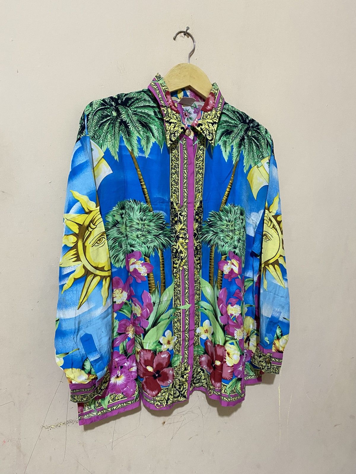Other 90s Rare Mondi Boroque Silk Shirt Like Versace Size L / US 10 / IT 46 - 2 Thumbnail
