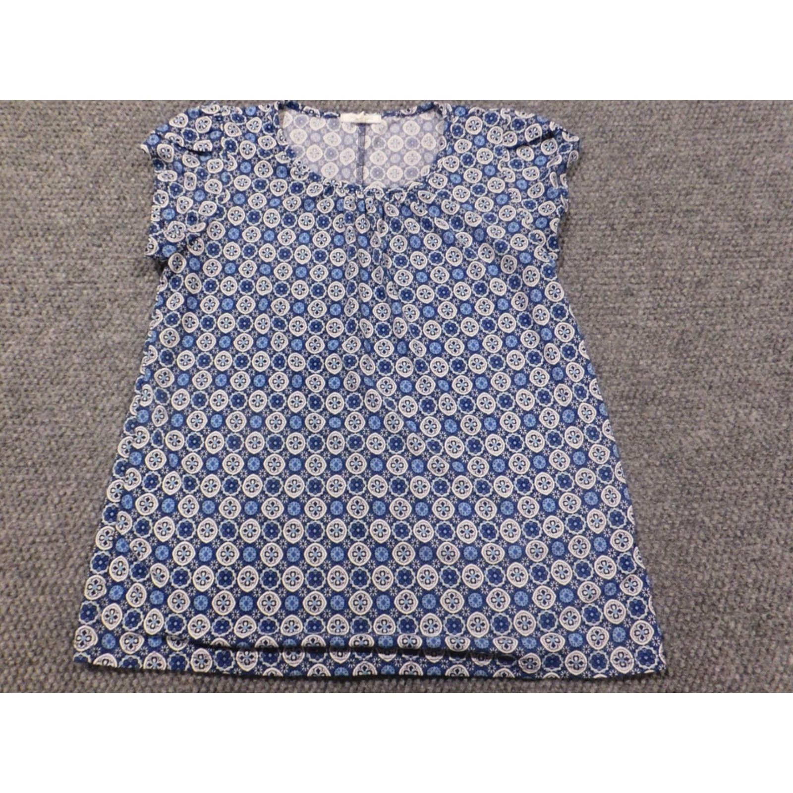 Vintage Ava James Womens Blouse S Blue Pullover Short Sleeve Collared Button Cotton Regular Casual Shirt Size S / US 4 / IT 40 - 2 Thumbnail