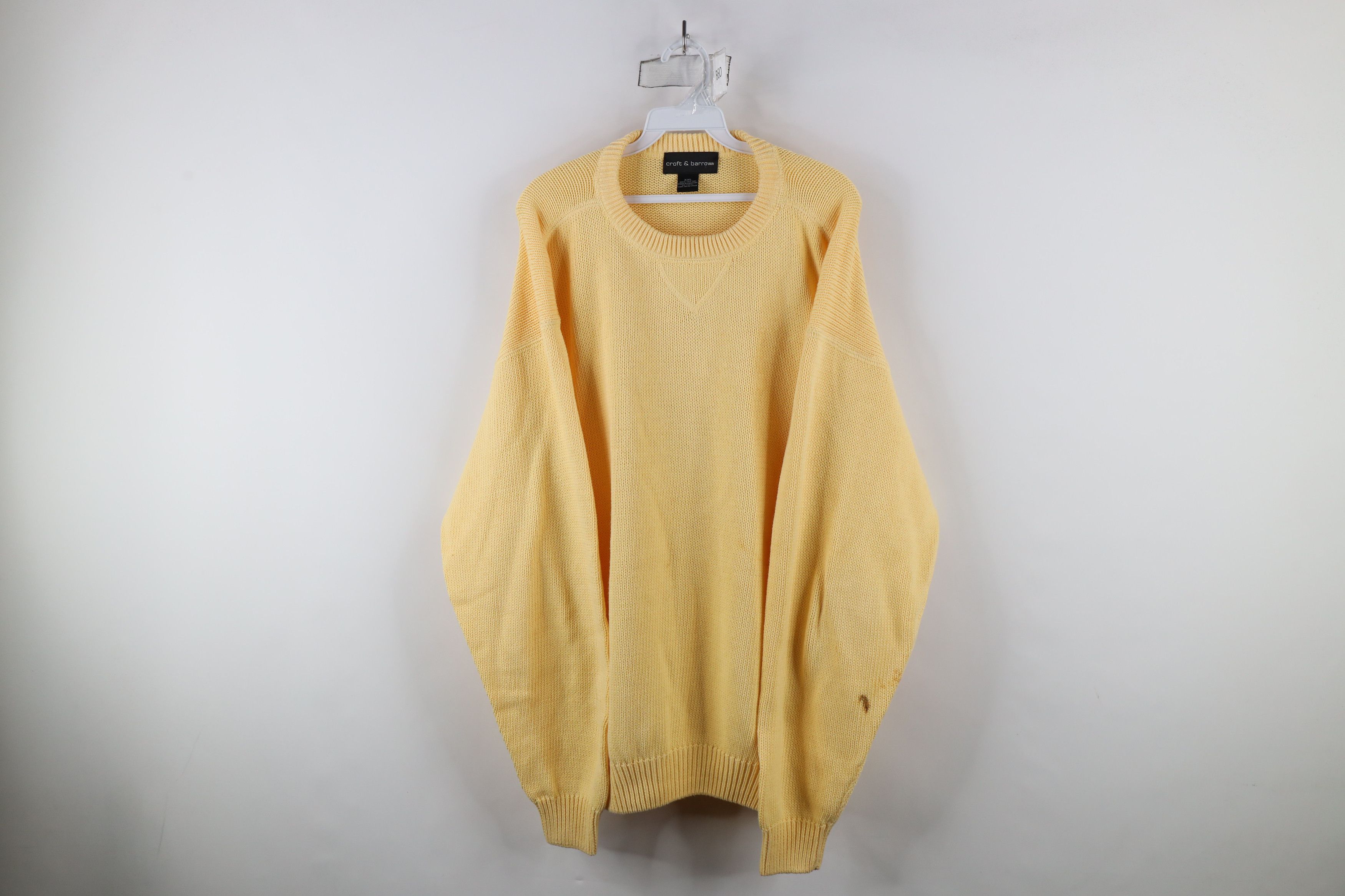 Vintage Vintage 90s Streetwear Blank Cotton Knit Sweater Yellow Size US XXL / EU 58 / 5 - 1 Thumbnail