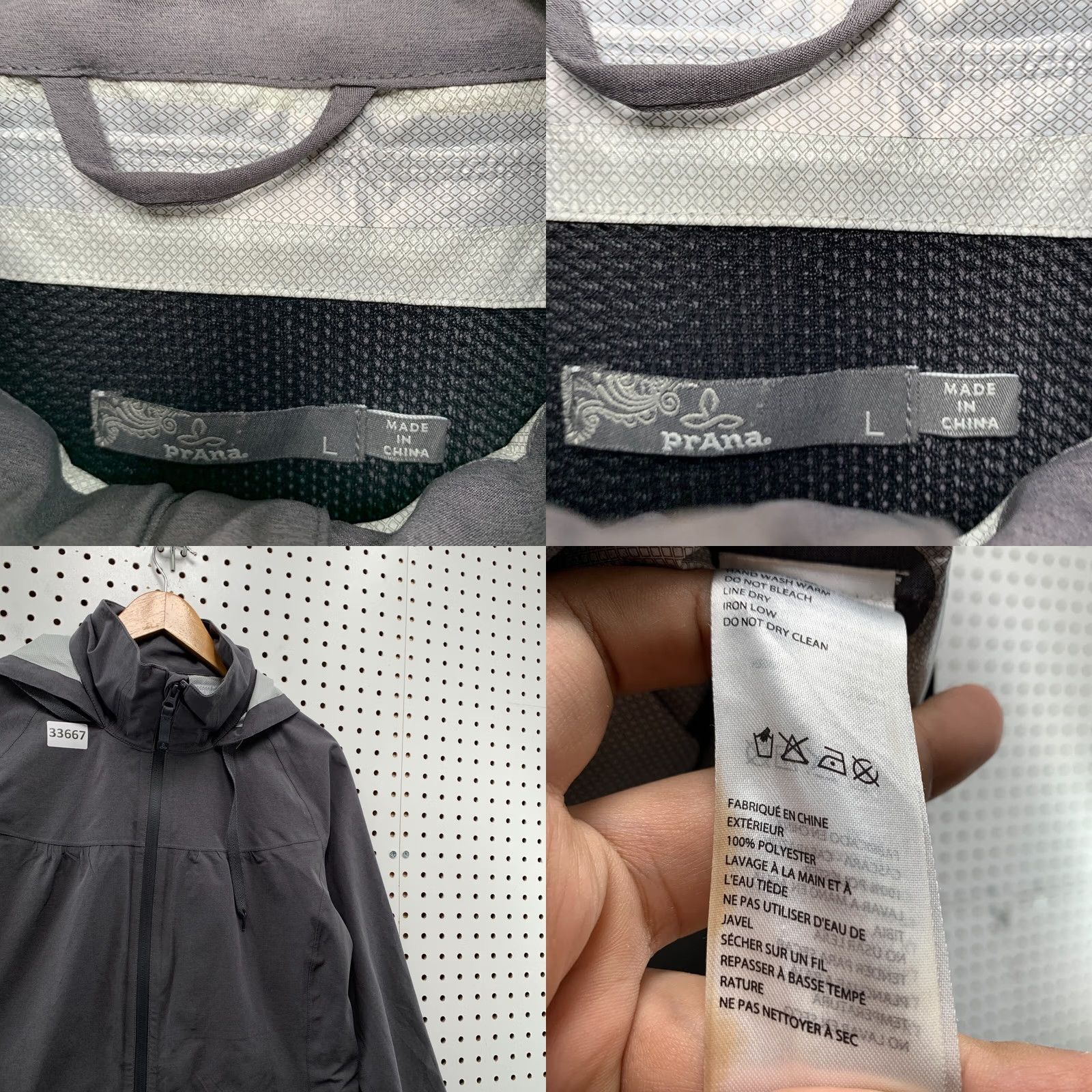 Prana Prana Hooded Windbreaker Coat Womens Large Gray Belted Packable 19.5x29.5 Size L / US 10 / IT 46 - 8 Thumbnail