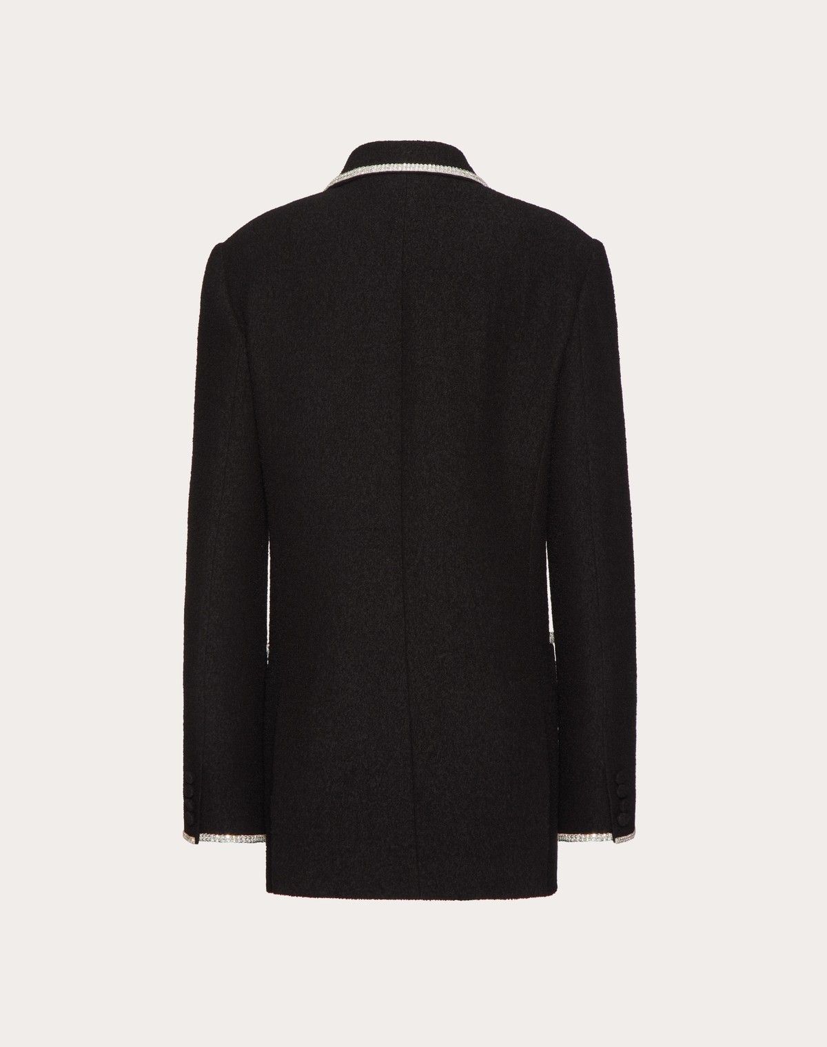 Valentino o1s1wg110525 Embroidered Light Wool Tweed Blazer in Black Size M / US 6-8 / IT 42-44 - 2 Thumbnail