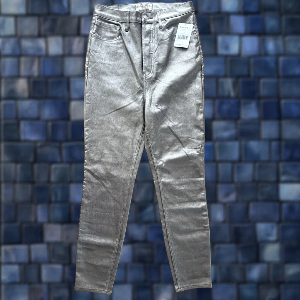 Free People Free People Phoenix Coated Ankle Silver Skinny Jeans Womens 30 Slim 5-Pocket City Festival Logo Womens Size 30" / US 8 / IT 44 - 1 Thumbnail